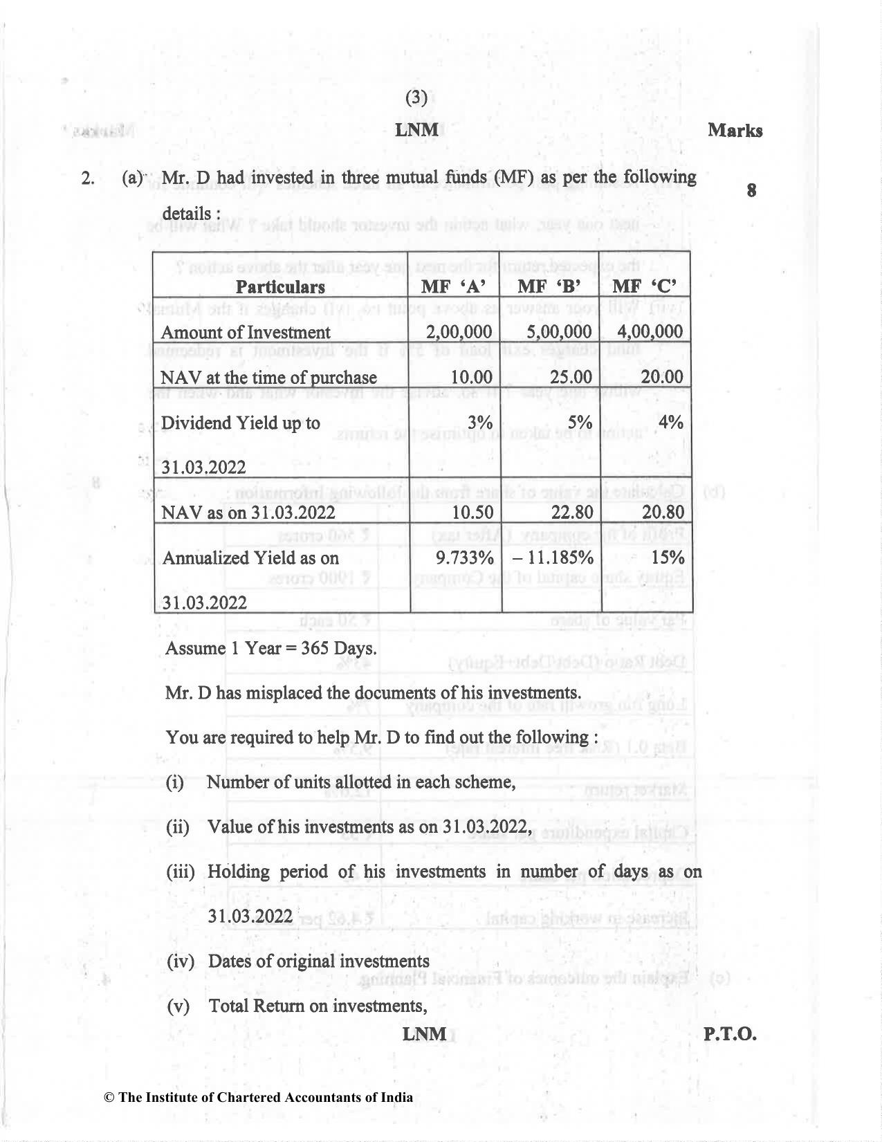 CA Final May 2022 Question Paper - Paper 2 – Strategic Financial Management - Page 3