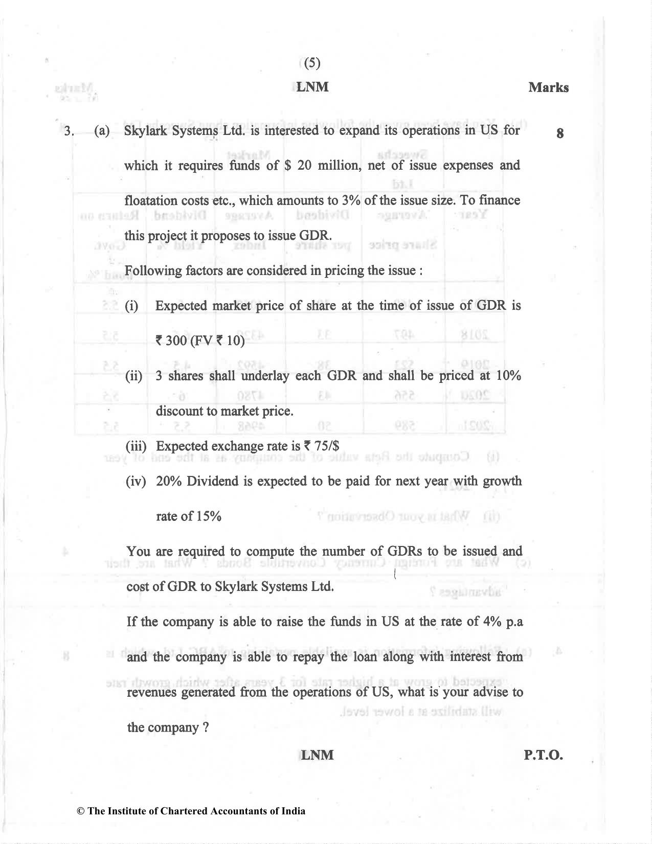CA Final May 2022 Question Paper - Paper 2 – Strategic Financial Management - Page 5