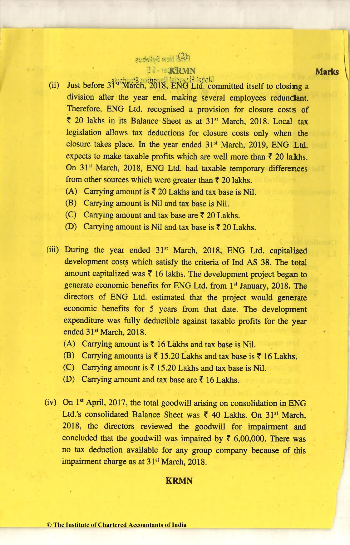 CA Final Nov 2018 Question Paper - Paper 6E – Global Financial Reporting Standards - Page 2