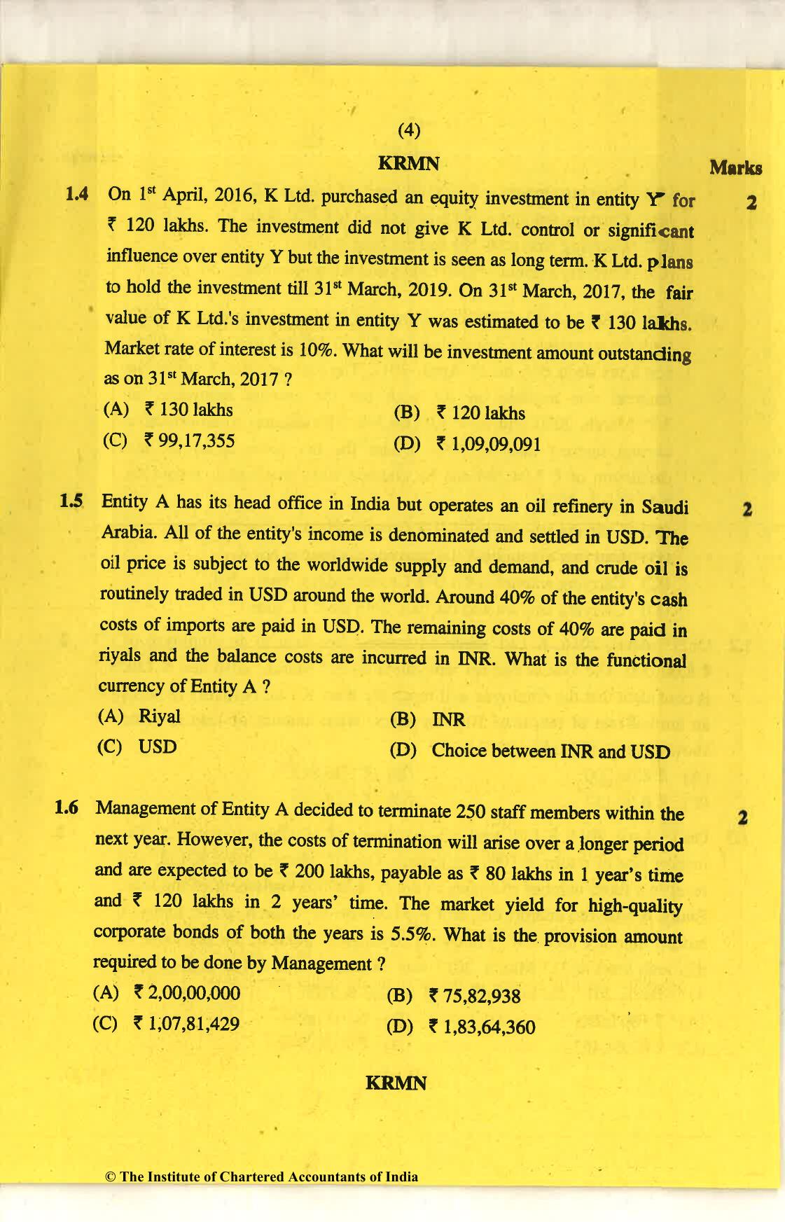 CA Final Nov 2018 Question Paper - Paper 6E – Global Financial Reporting Standards - Page 4