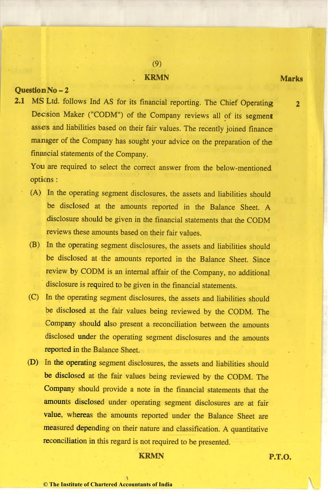 CA Final Nov 2018 Question Paper - Paper 6E – Global Financial Reporting Standards - Page 9