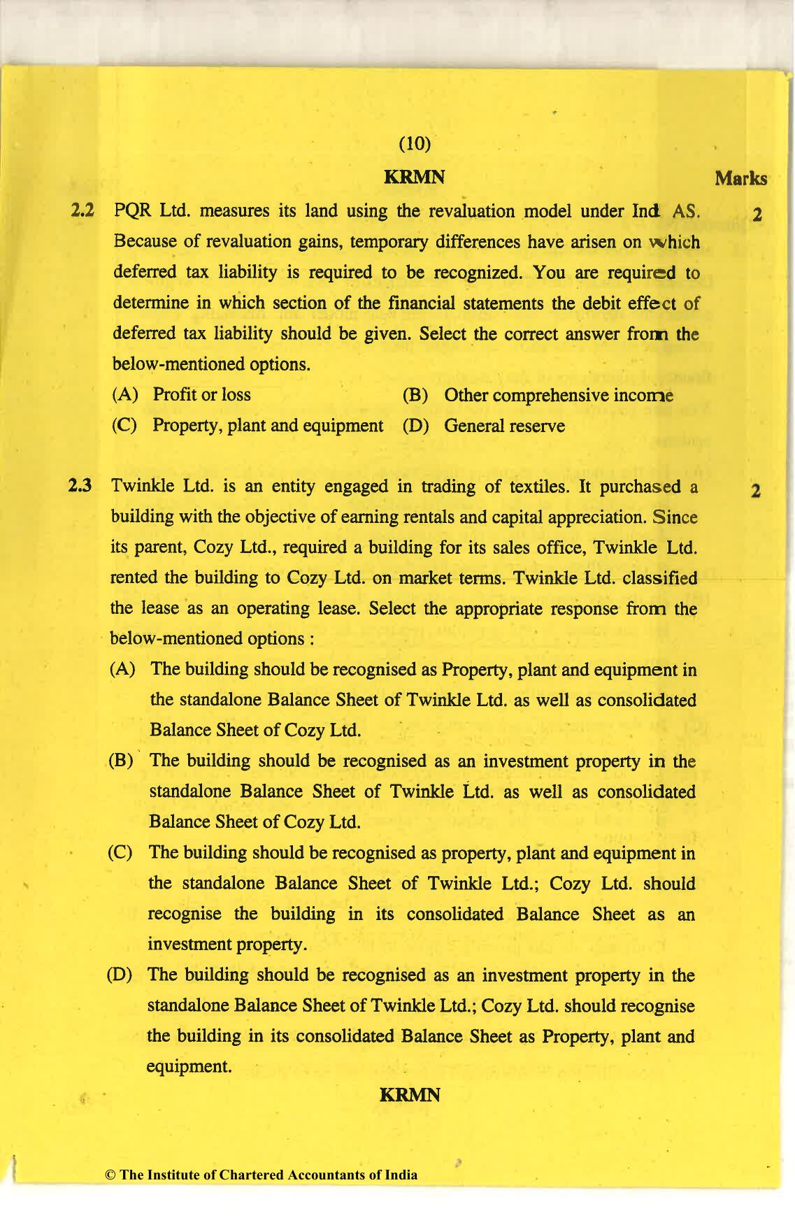 CA Final Nov 2018 Question Paper - Paper 6E – Global Financial Reporting Standards - Page 10