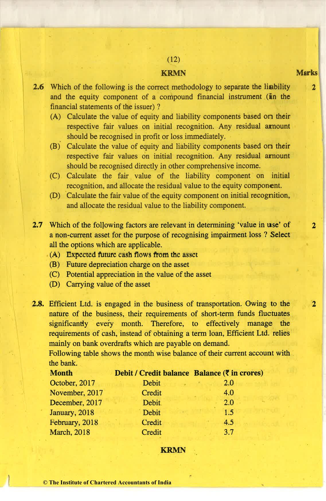 CA Final Nov 2018 Question Paper - Paper 6E – Global Financial Reporting Standards - Page 12