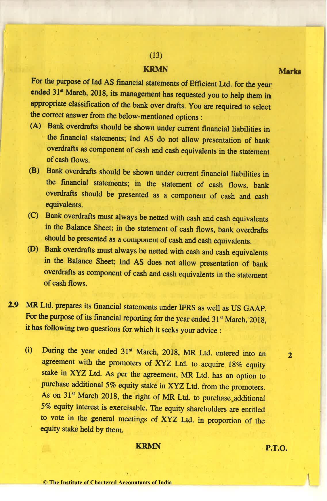CA Final Nov 2018 Question Paper - Paper 6E – Global Financial Reporting Standards - Page 13