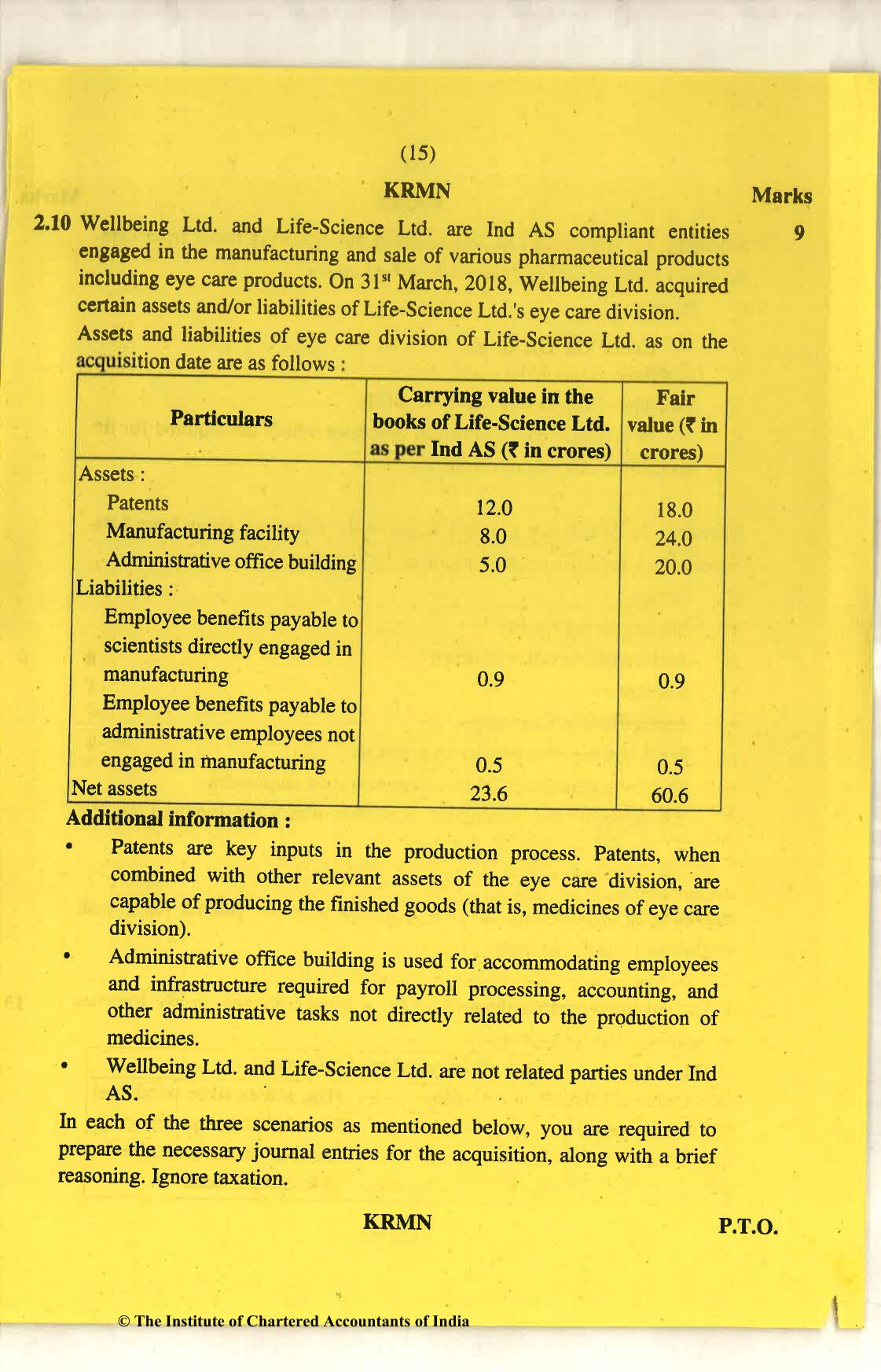 CA Final Nov 2018 Question Paper - Paper 6E – Global Financial Reporting Standards - Page 15