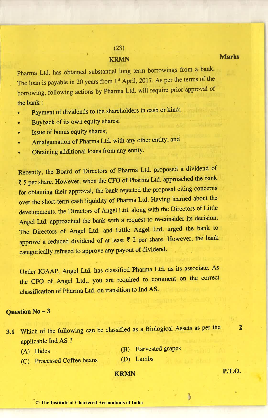CA Final Nov 2018 Question Paper - Paper 6E – Global Financial Reporting Standards - Page 23