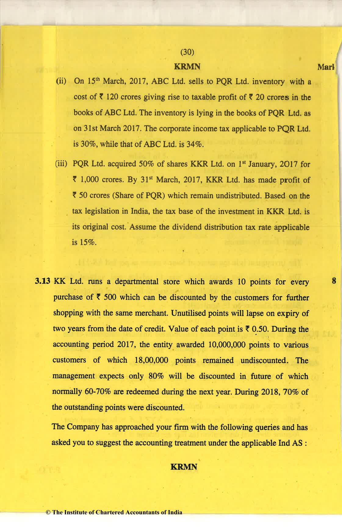 CA Final Nov 2018 Question Paper - Paper 6E – Global Financial Reporting Standards - Page 30