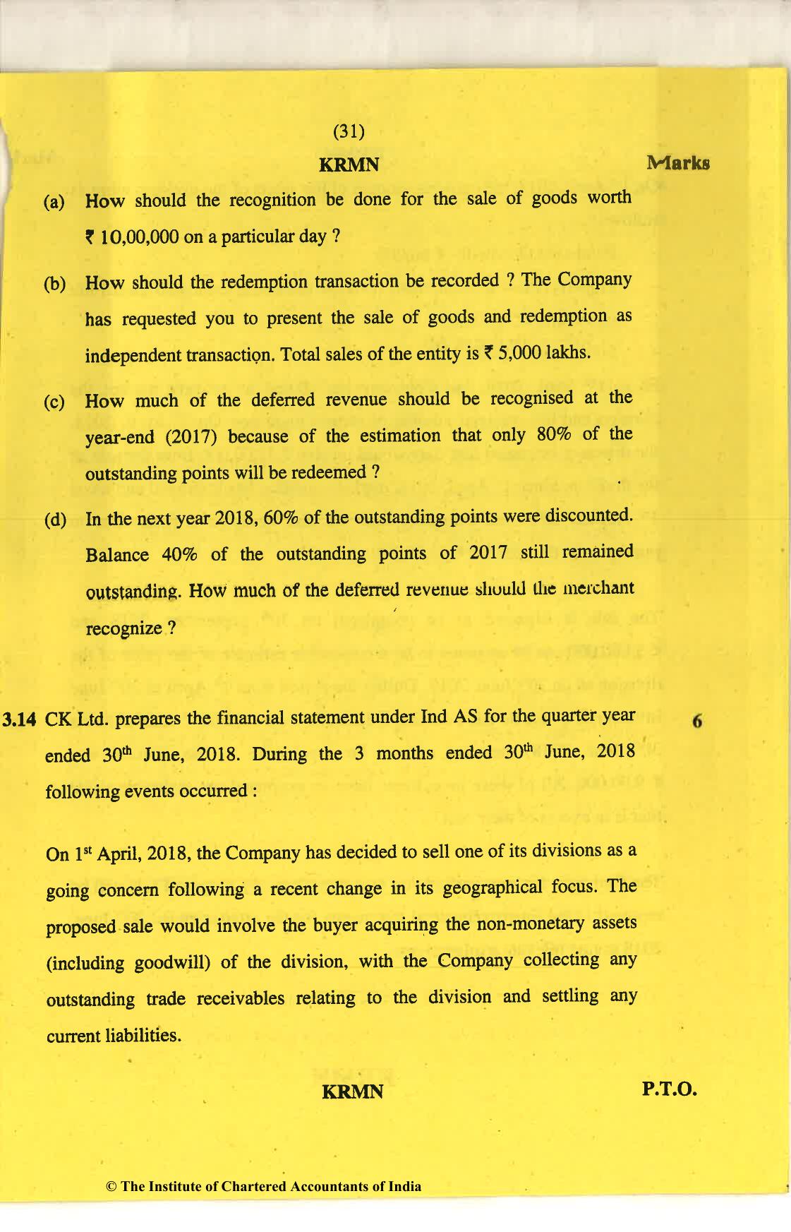 CA Final Nov 2018 Question Paper - Paper 6E – Global Financial Reporting Standards - Page 31