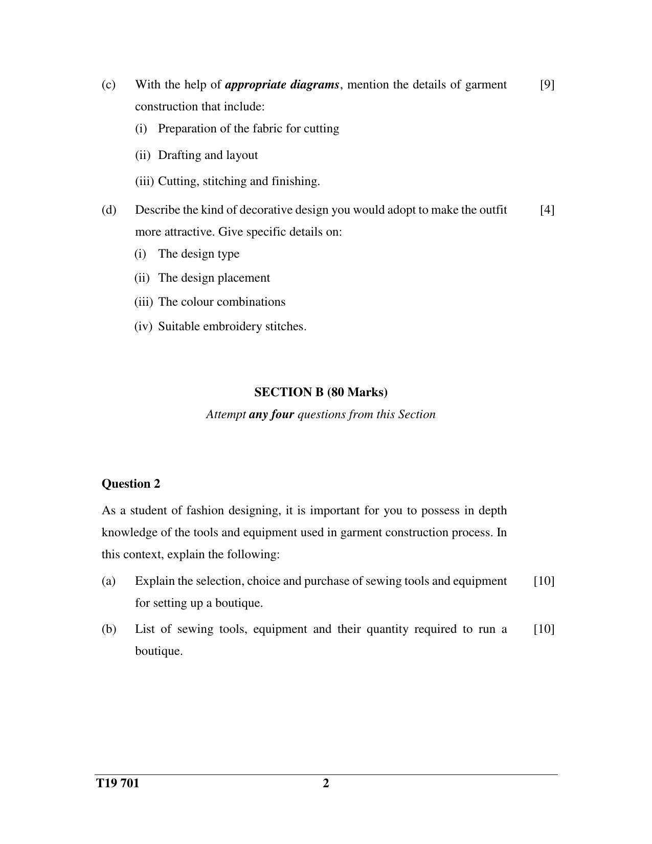 ICSE Class 10 Fashion Designing 2019 Question Paper - Page 2