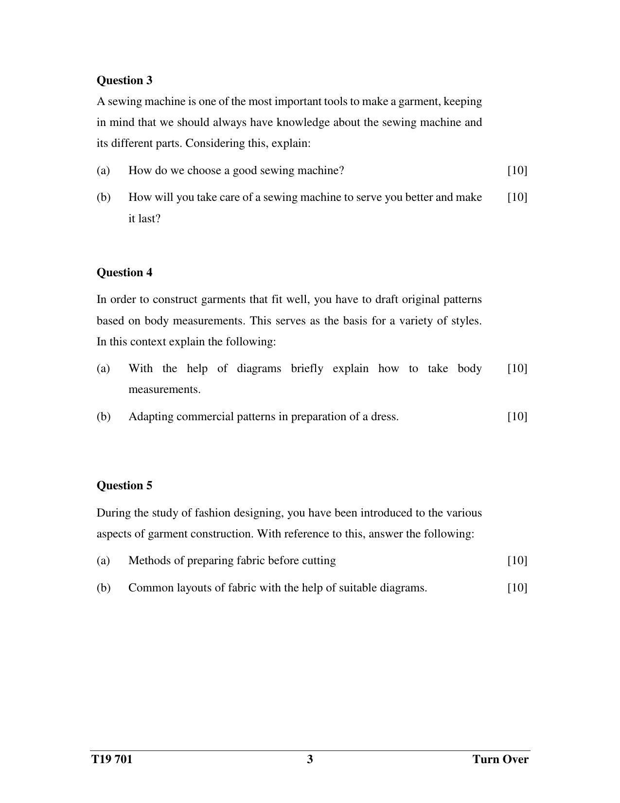 ICSE Class 10 Fashion Designing 2019 Question Paper - Page 3