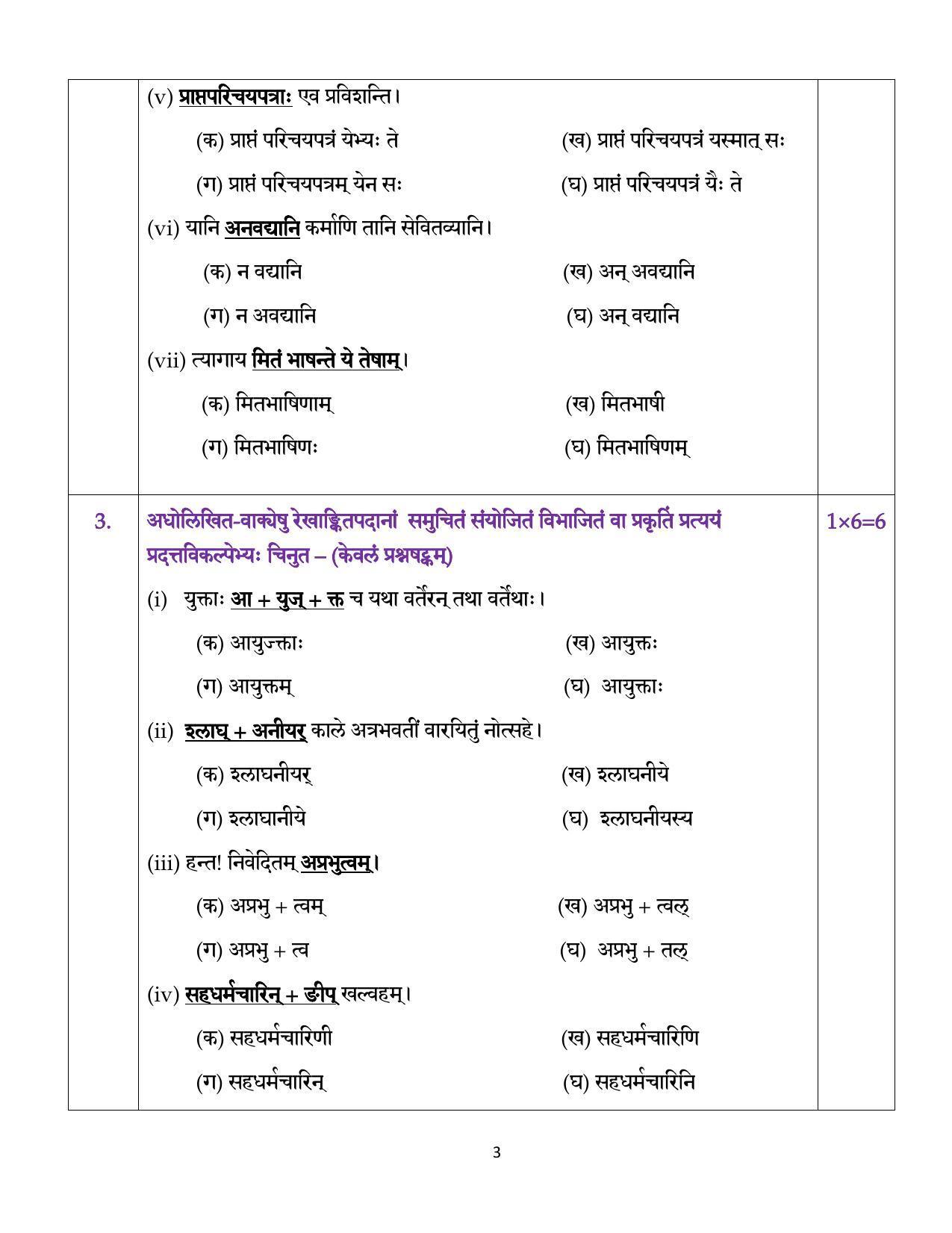CBSE Class 12th Sanskrit Core Sample Question Paper 2021-22 - Page 3