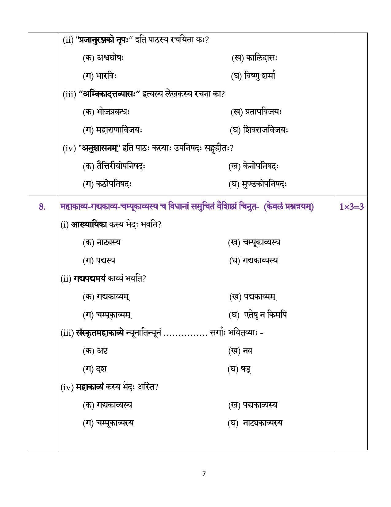 CBSE Class 12th Sanskrit Core Sample Question Paper 2021-22 - Page 7