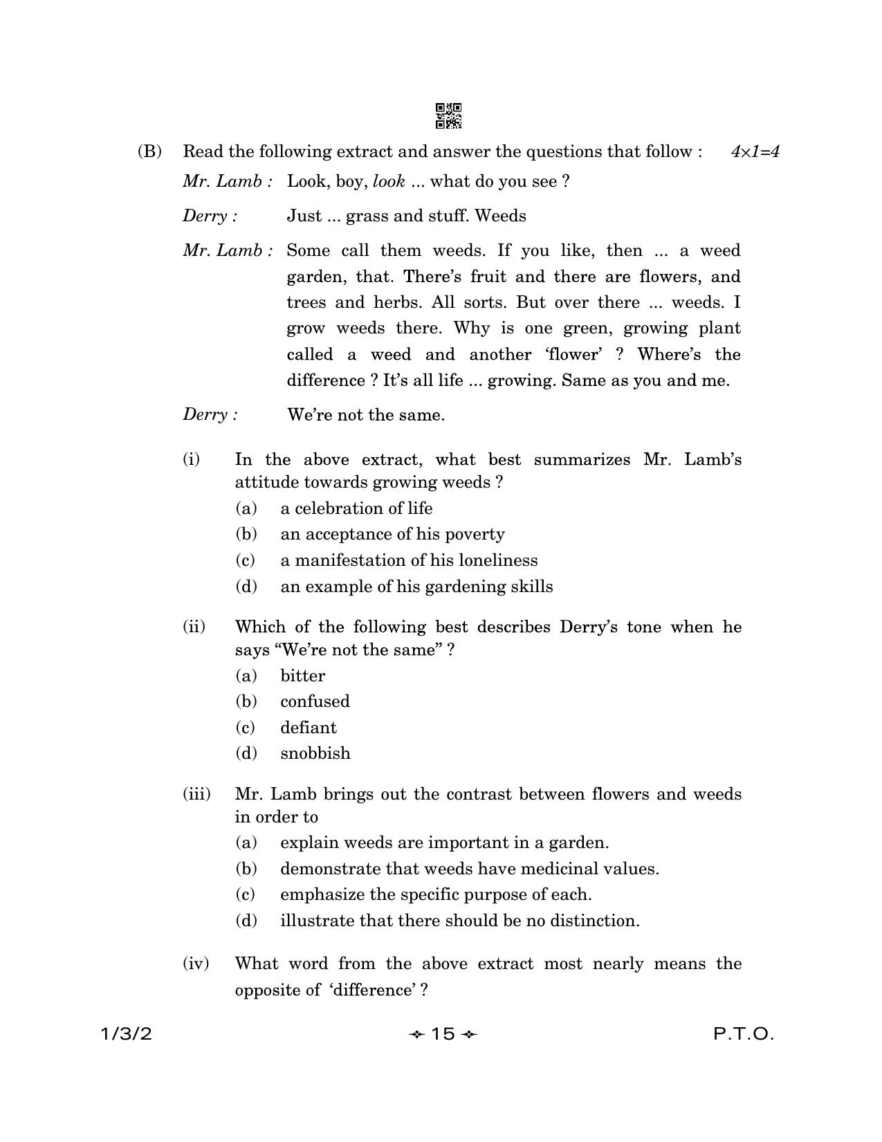 CBSE Class 12 1-3-2 English Core 2023 Question Paper - Page 15