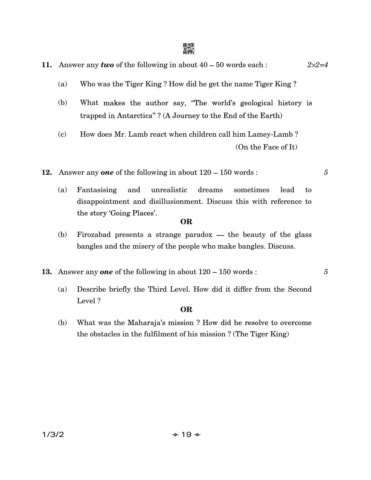 CBSE Class 12 1-3-2 English Core 2023 Question Paper - Page 19