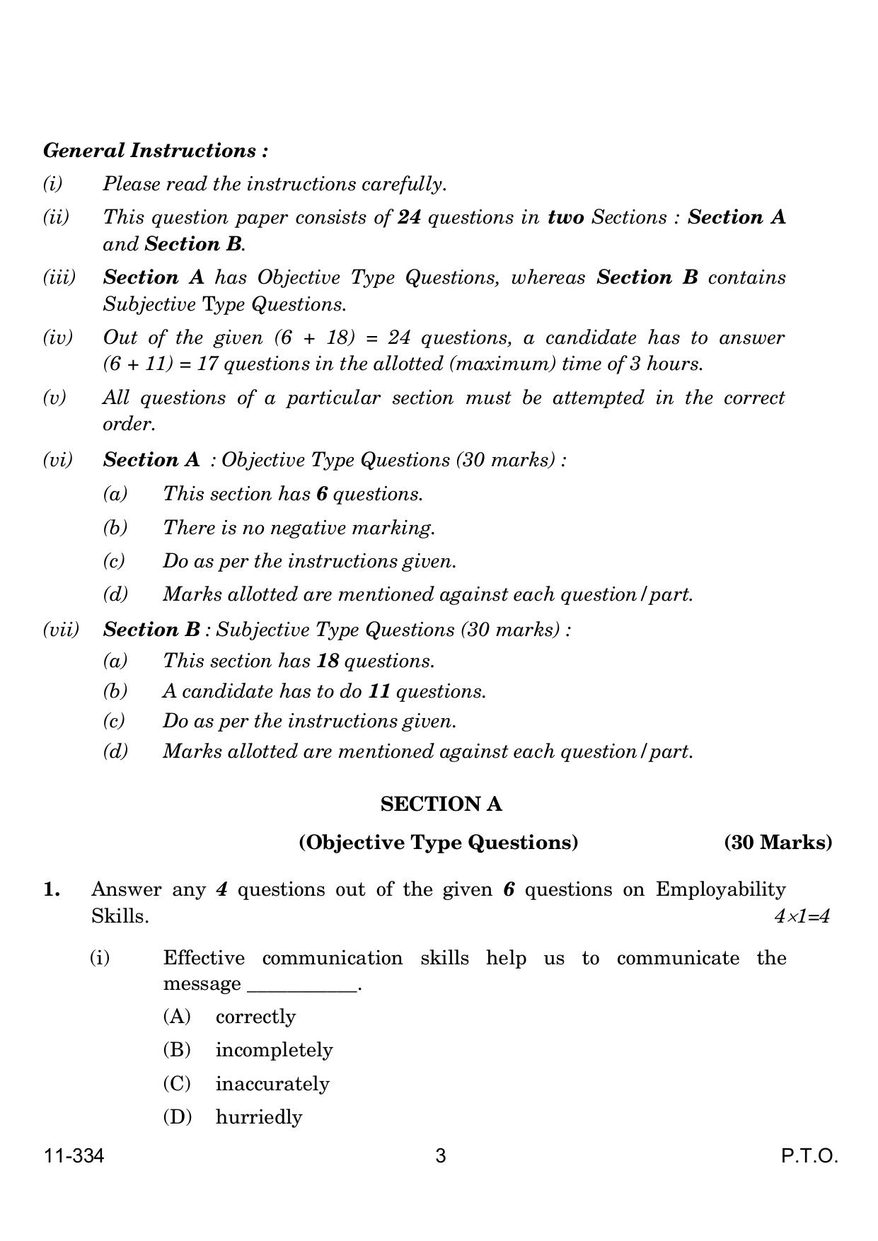 CBSE Class 12 Front Office Operation 2024 Question Paper - Page 3