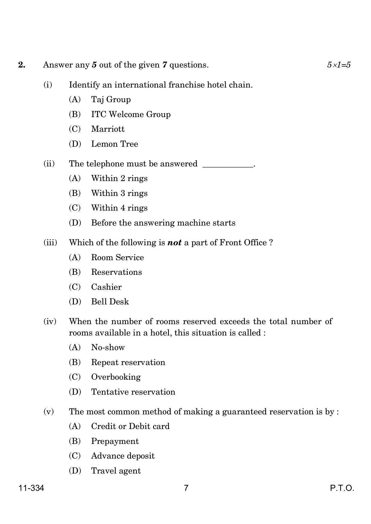 CBSE Class 12 Front Office Operation 2024 Question Paper - Page 7