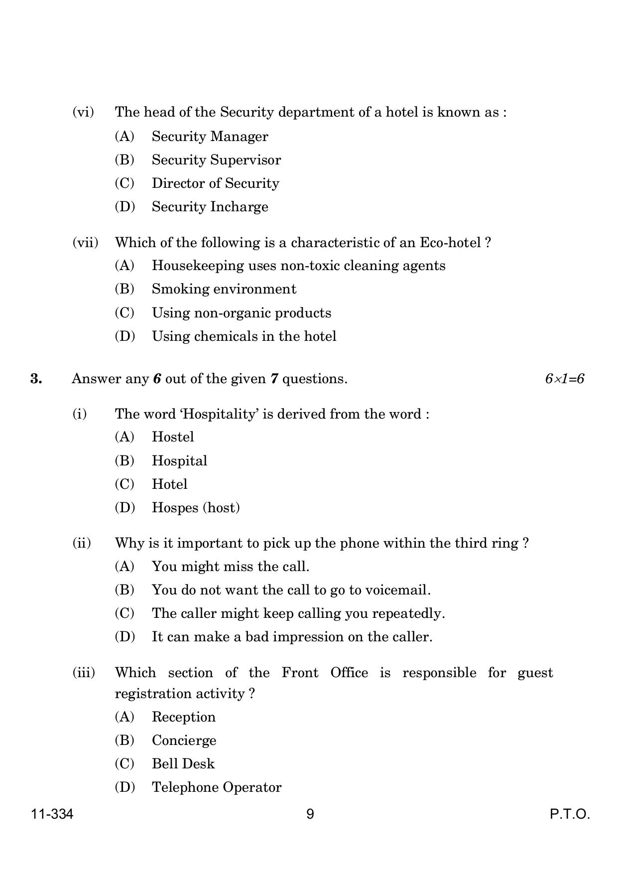 CBSE Class 12 Front Office Operation 2024 Question Paper - Page 9