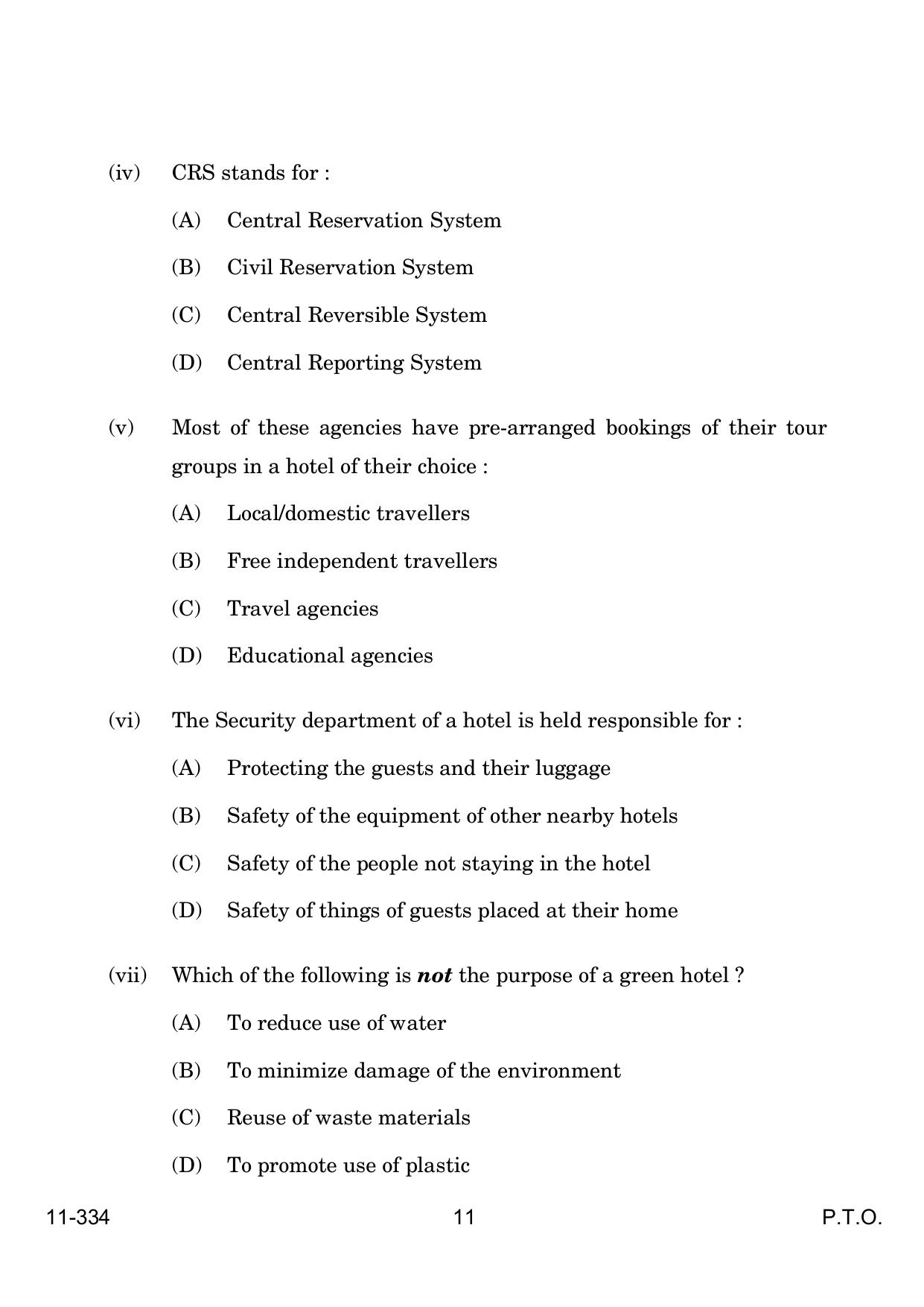 CBSE Class 12 Front Office Operation 2024 Question Paper - Page 11