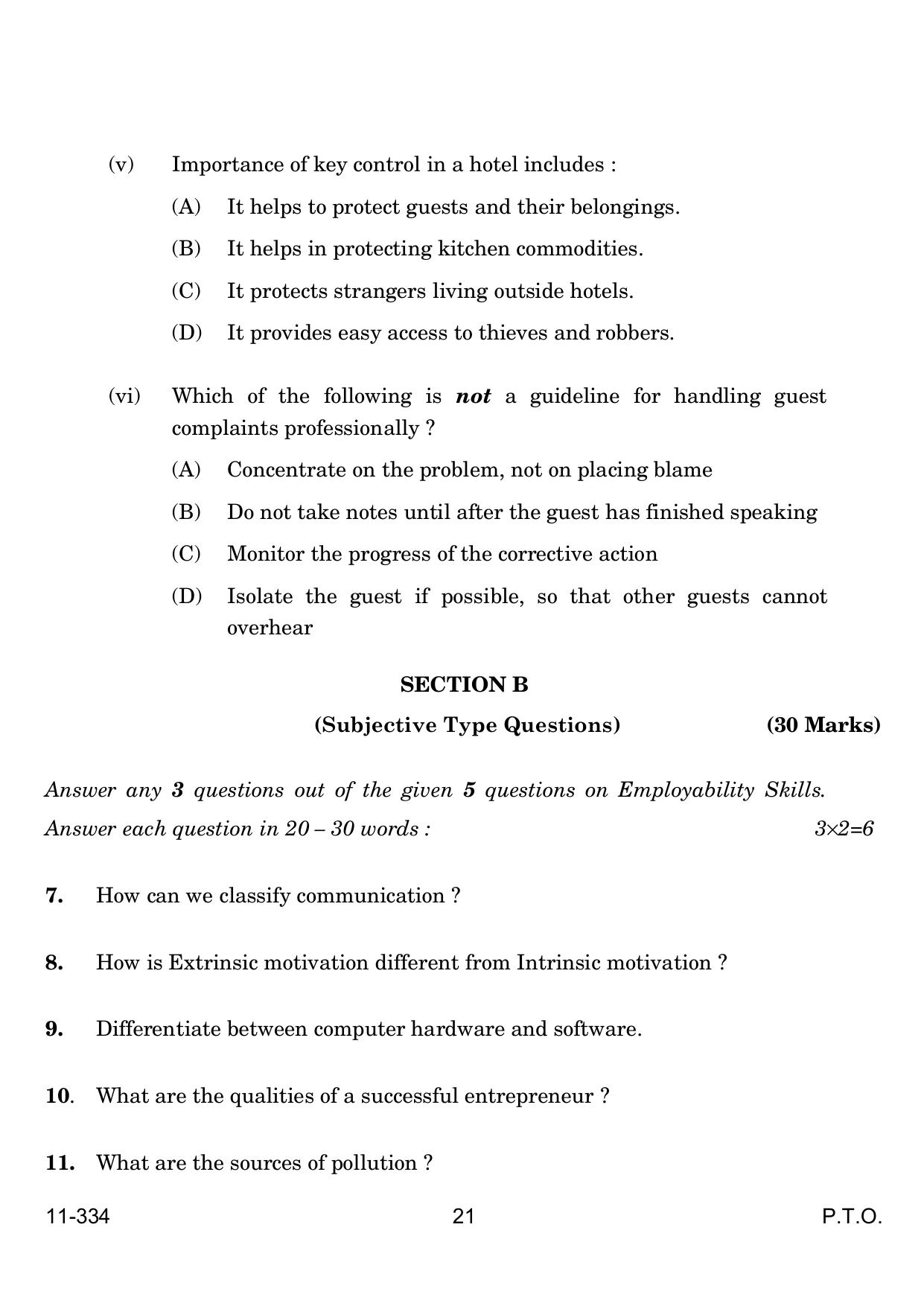 CBSE Class 12 Front Office Operation 2024 Question Paper - Page 21
