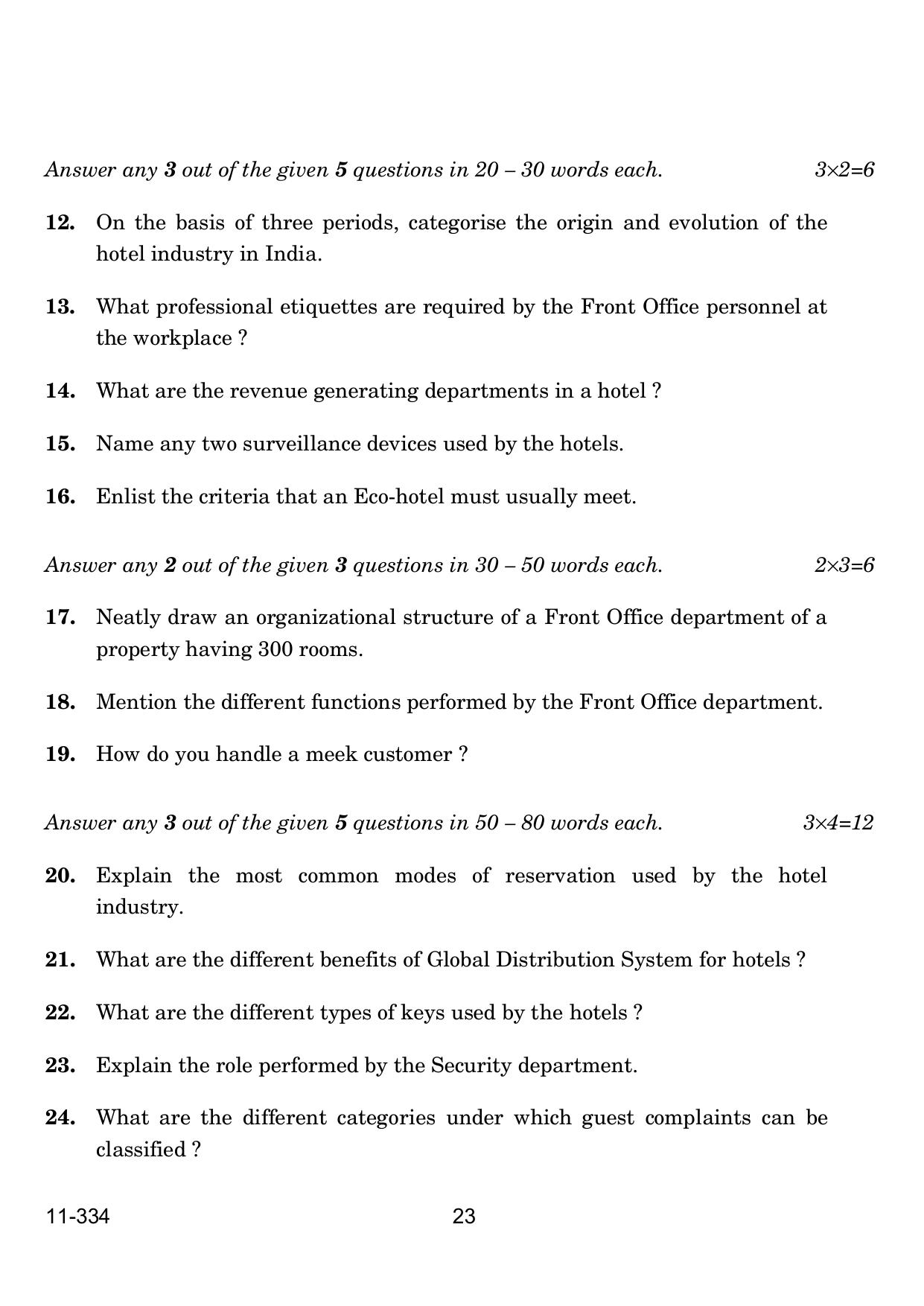 CBSE Class 12 Front Office Operation 2024 Question Paper - Page 23