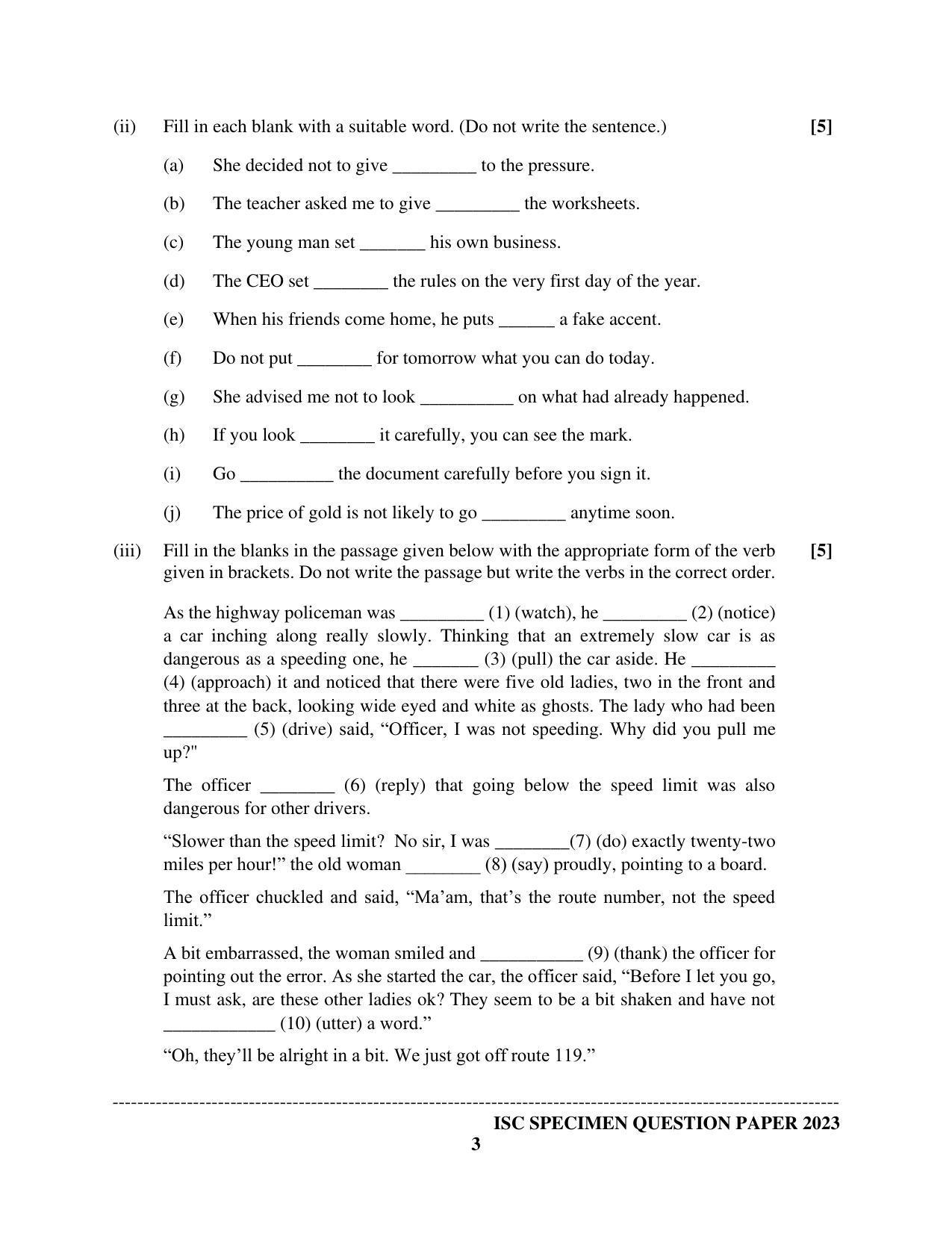 ISC Class 12 English Language (English Paper – 1) Sample Paper 2023 - Page 3
