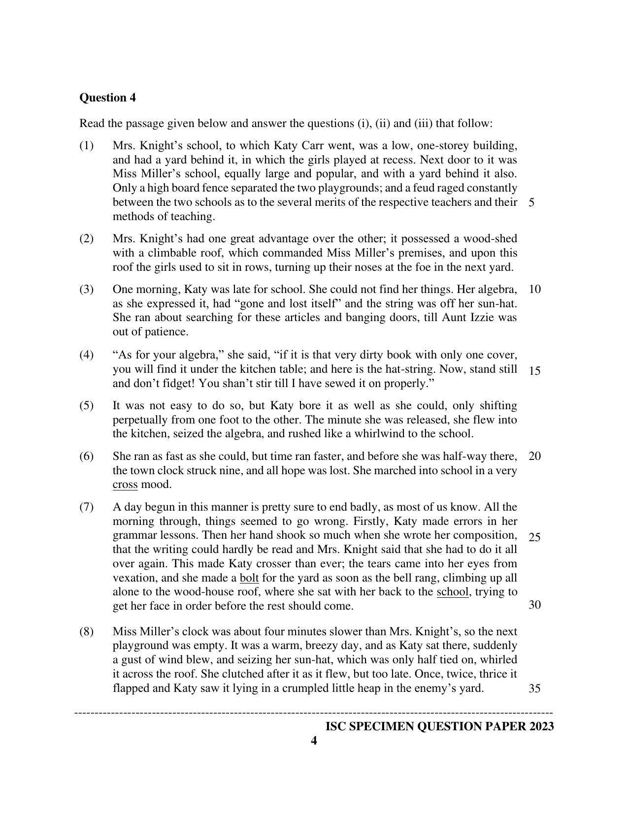 ISC Class 12 English Language (English Paper – 1) Sample Paper 2023 - Page 4