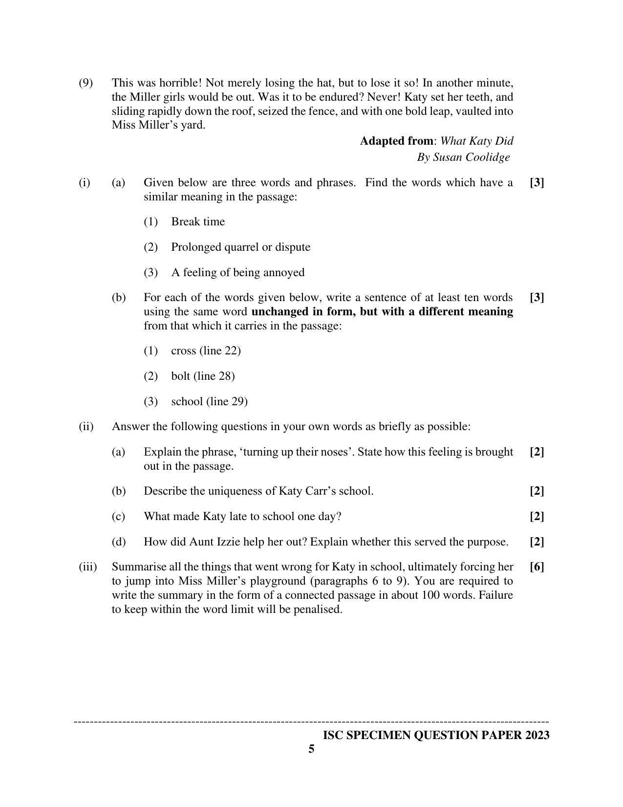 ISC Class 12 English Language (English Paper – 1) Sample Paper 2023 - Page 5