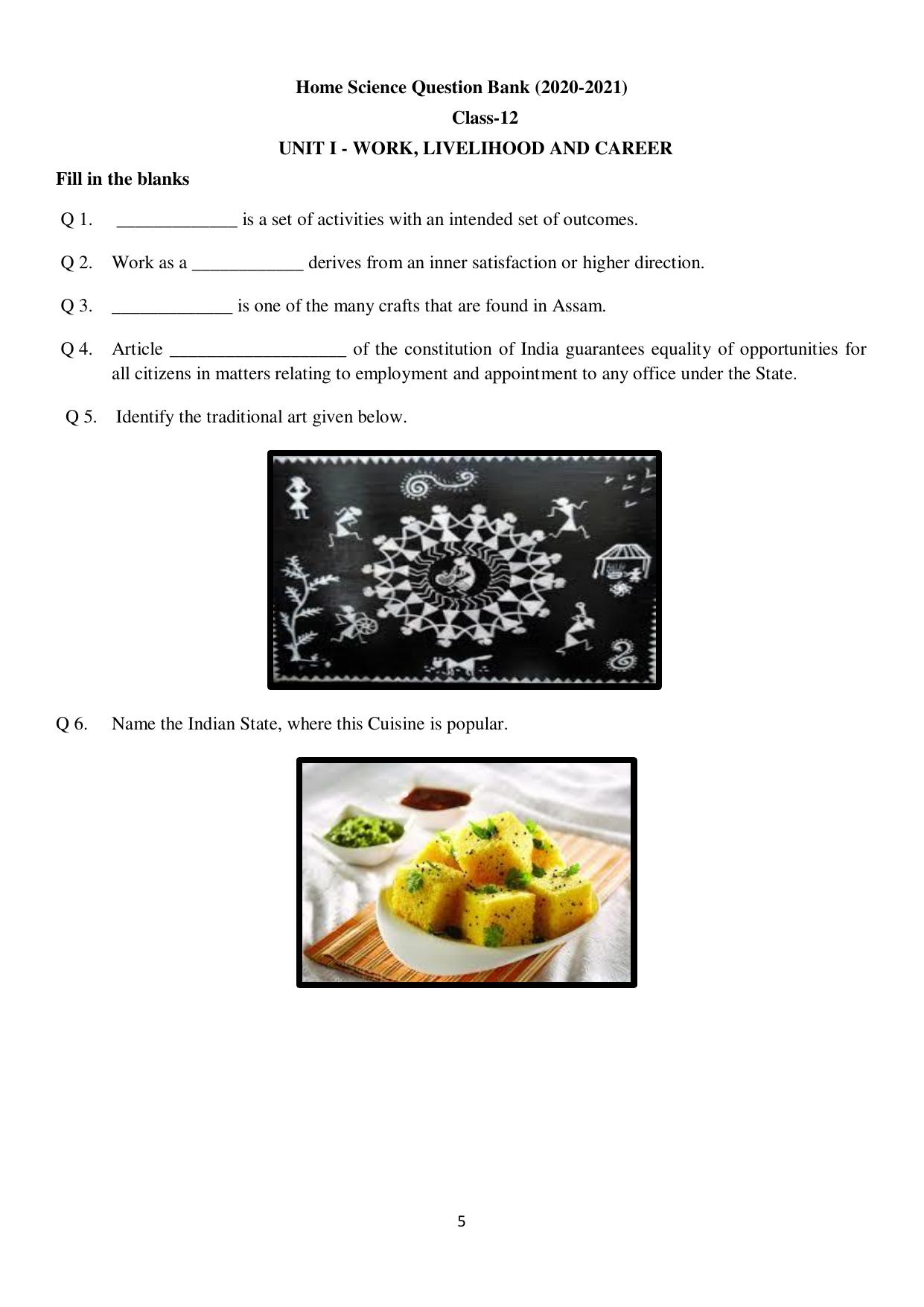 Edudel Class 12 Home Science (English Medium) Question Bank - Page 1