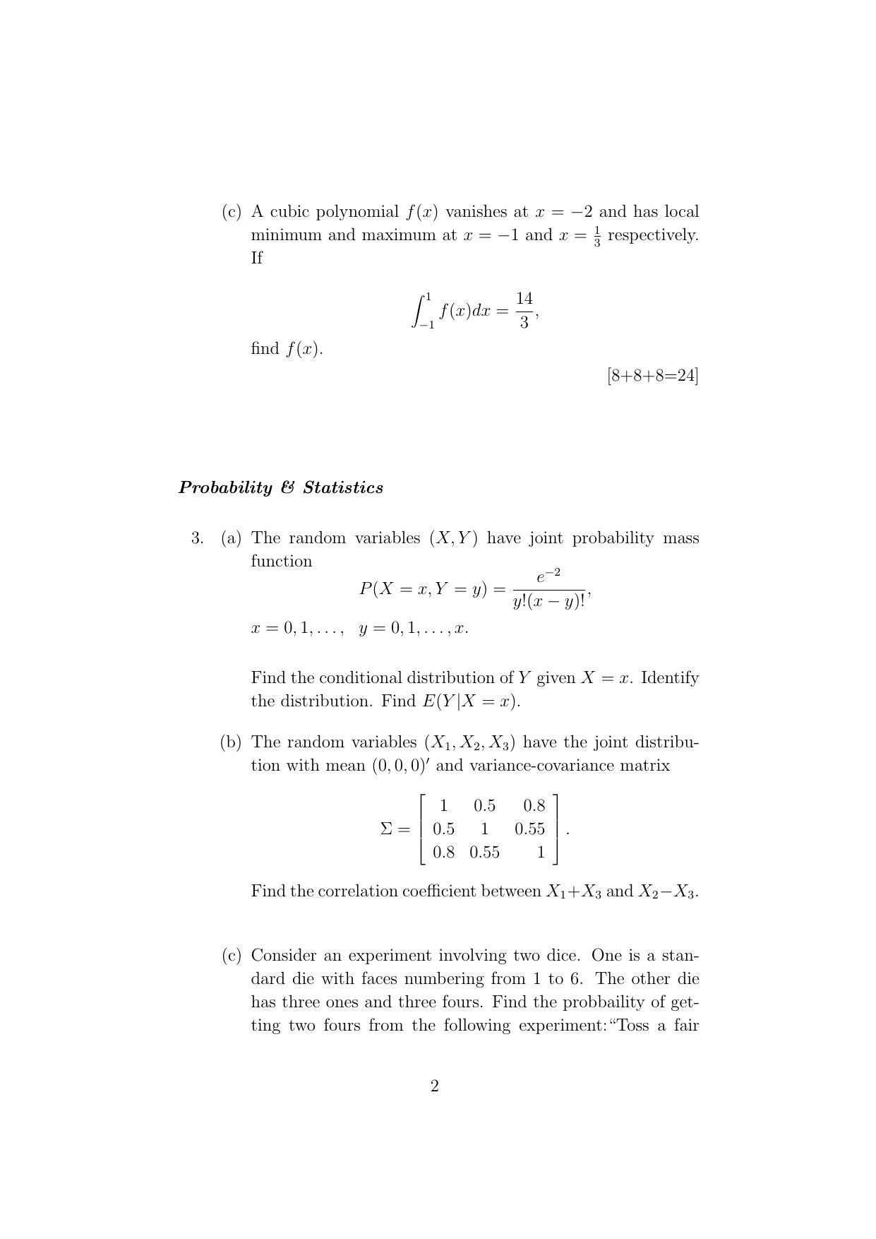  ISI Admission Test JRF in Quality, Reliability and Operations Research QRB 2019 Sample Paper - Page 2