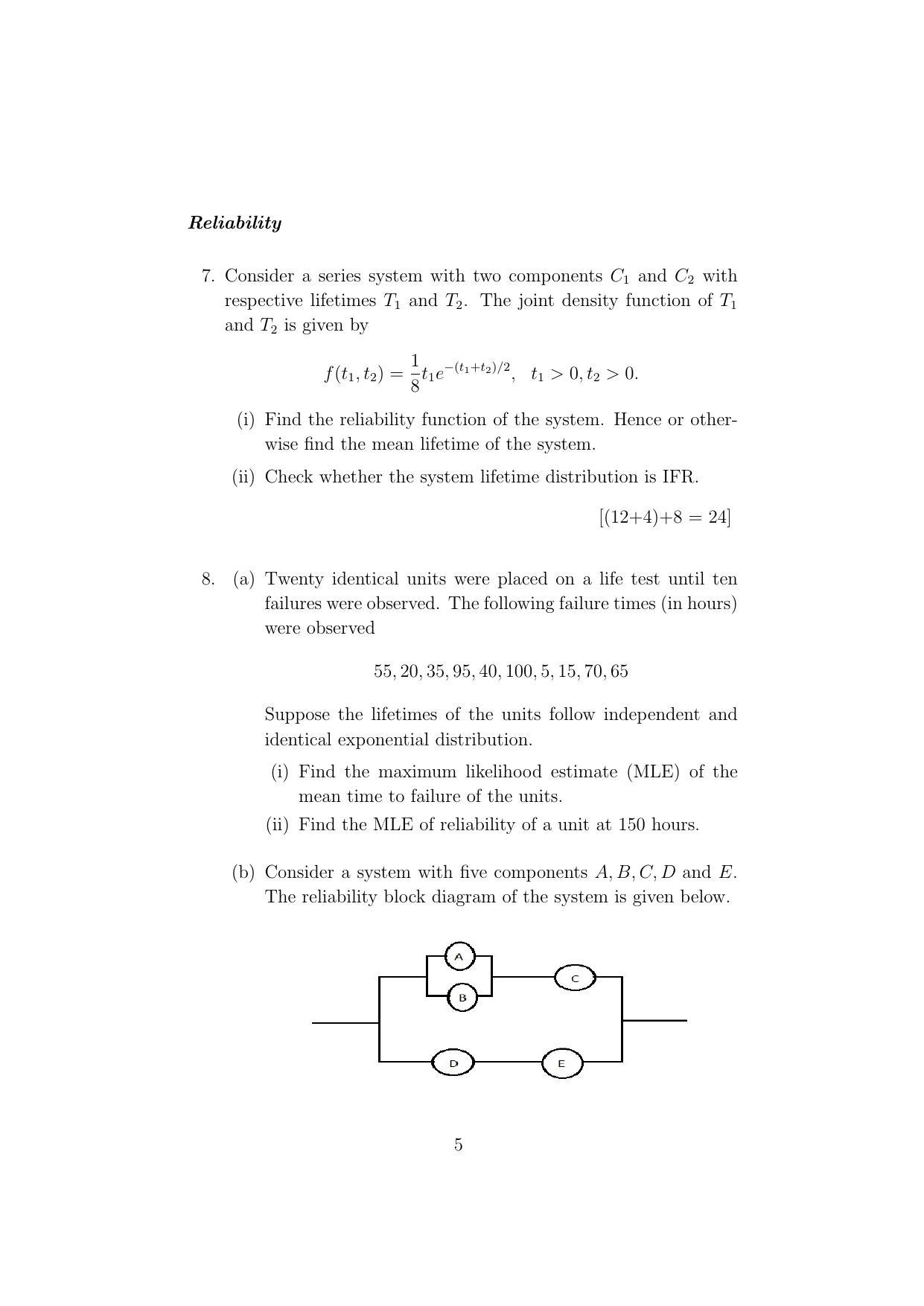  ISI Admission Test JRF in Quality, Reliability and Operations Research QRB 2019 Sample Paper - Page 5