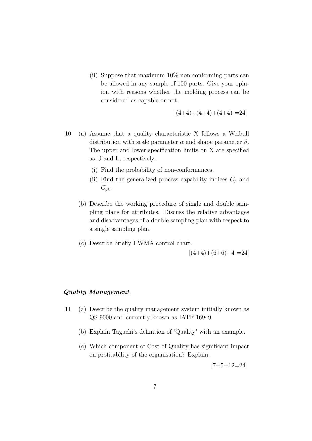  ISI Admission Test JRF in Quality, Reliability and Operations Research QRB 2019 Sample Paper - Page 7