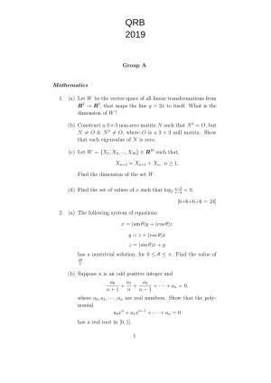  ISI Admission Test JRF in Quality, Reliability and Operations Research QRB 2019 Sample Paper