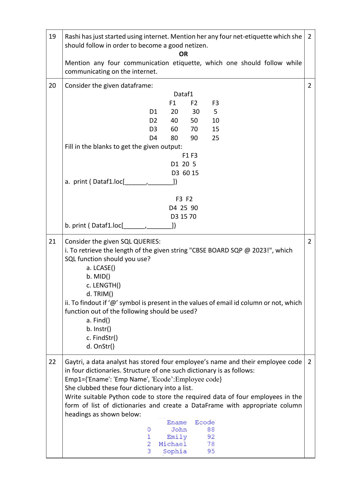 CBSE Class 12 Informatics Practices SET 1 Practice Questions 2023-24  - Page 4