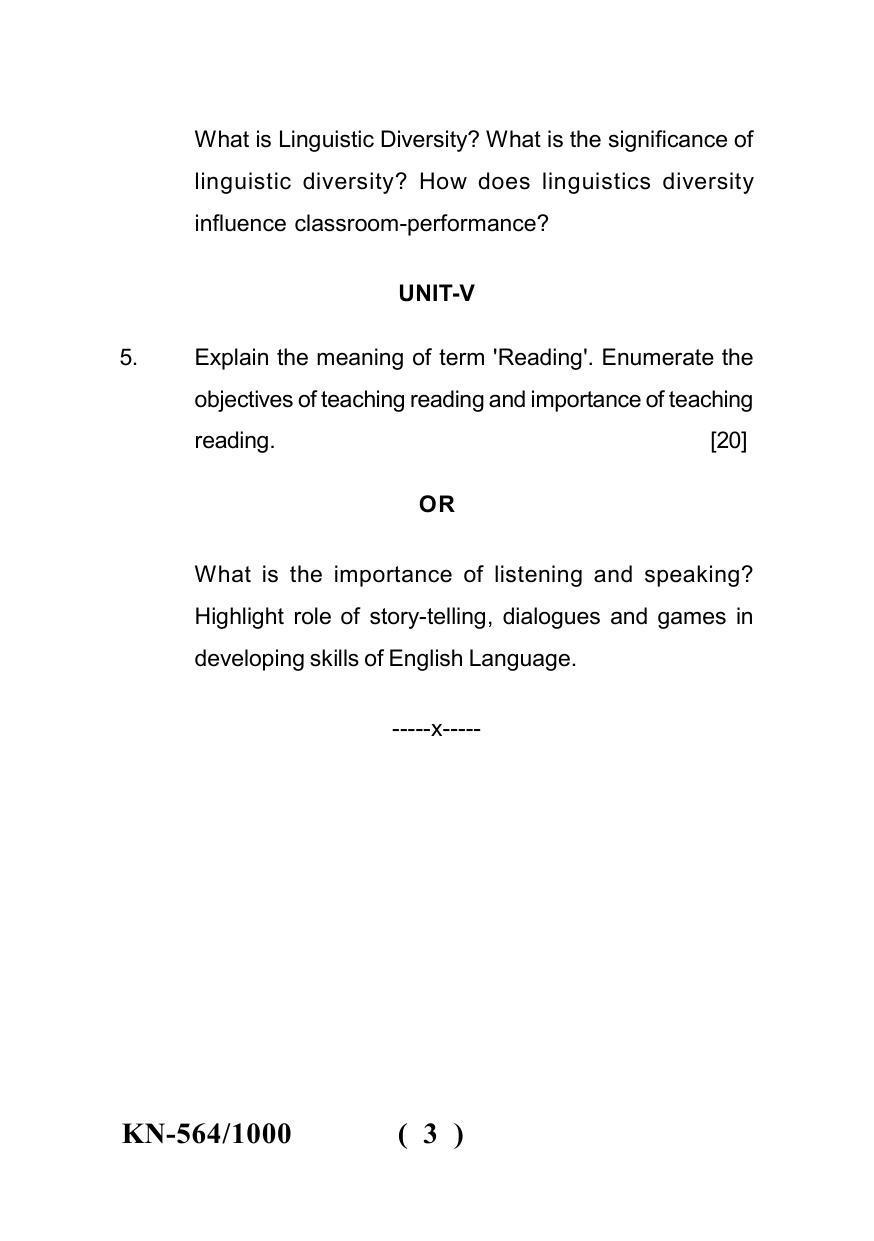 Sarguja University Question Paper - 2022 :   B.A. Bed 04 Year Integrated Course(Third Year) Pedagogy Of Language (English) Paper I - Page 3