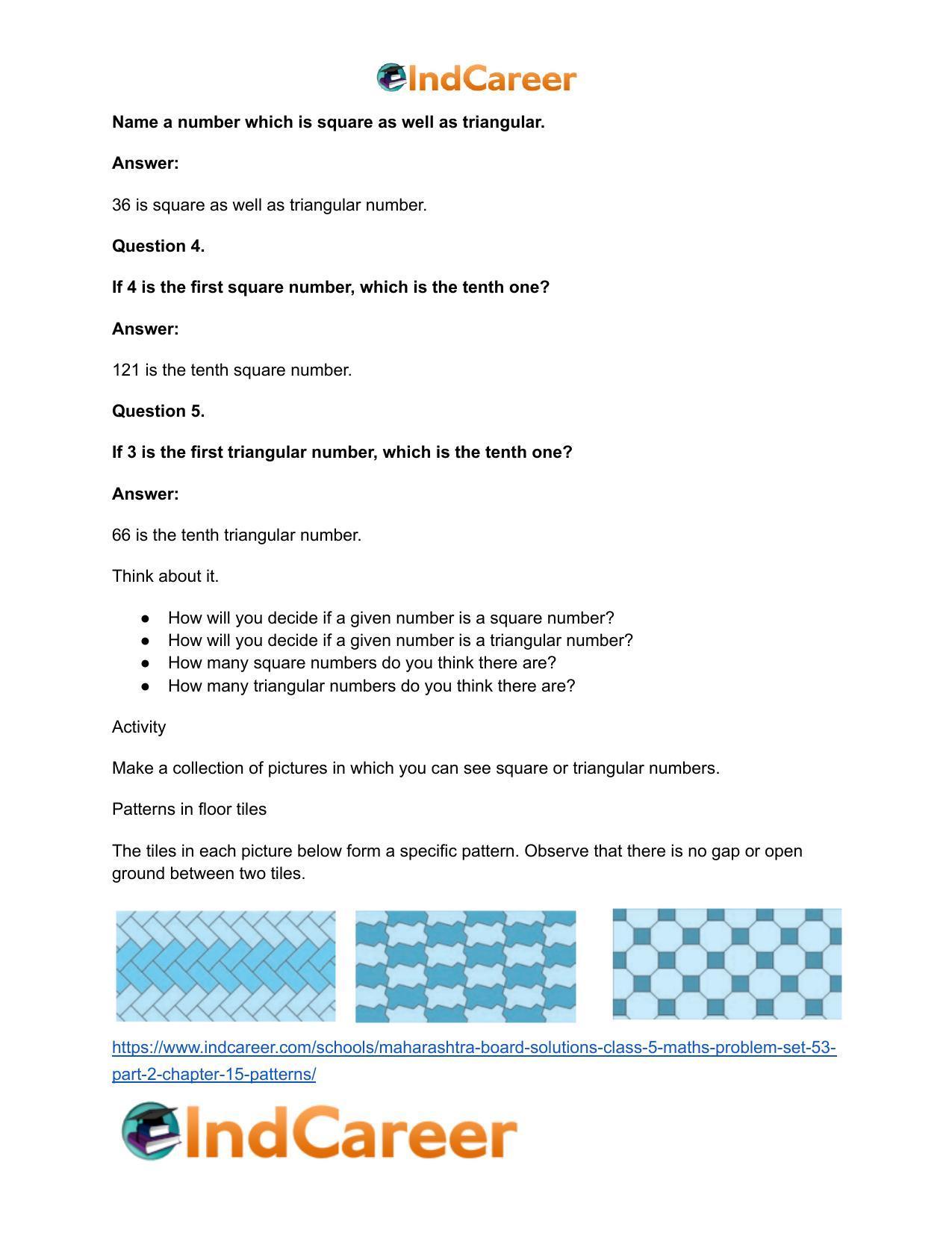 Maharashtra Board Solutions Class 5-Maths (Problem Set 53) - Part 2: Chapter 15- Patterns - Page 3