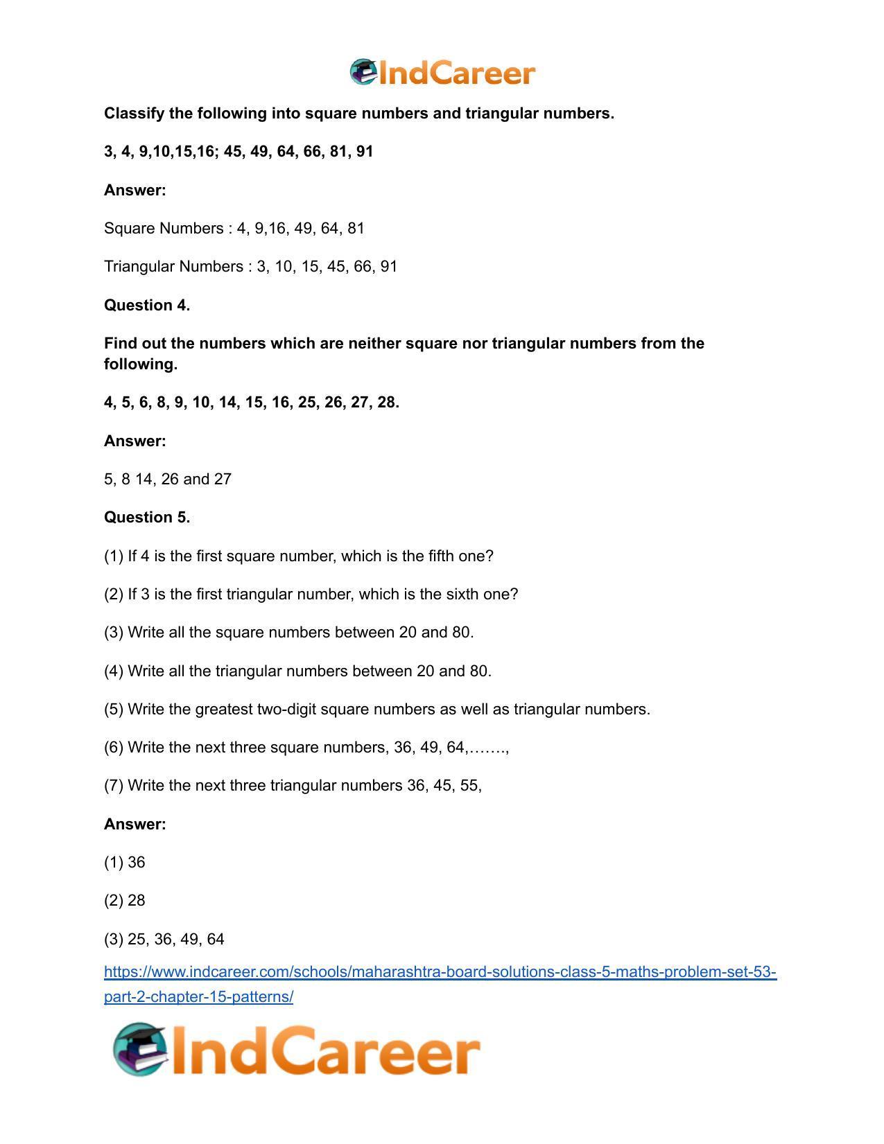 Maharashtra Board Solutions Class 5-Maths (Problem Set 53) - Part 2: Chapter 15- Patterns - Page 6