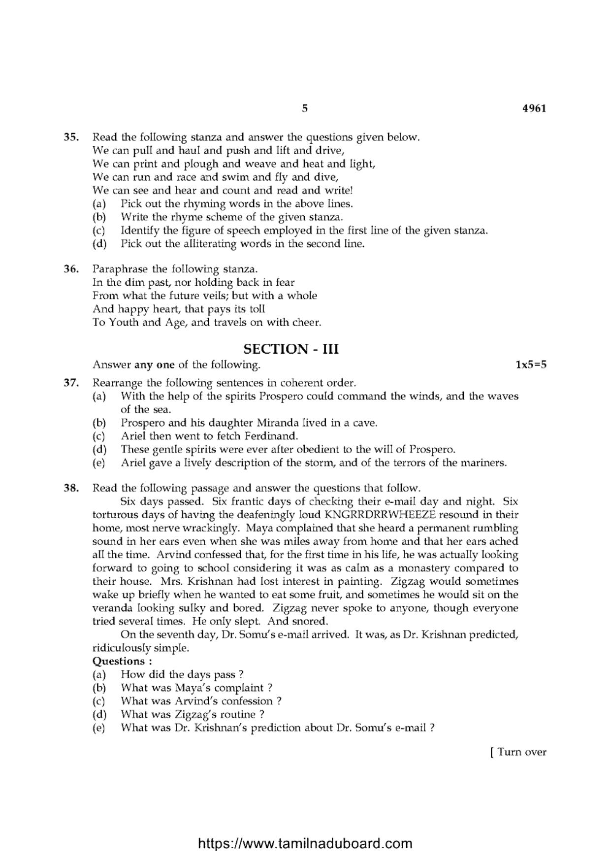TN Class 10 English-P2-4961 Question Papers 2021 - Page 5