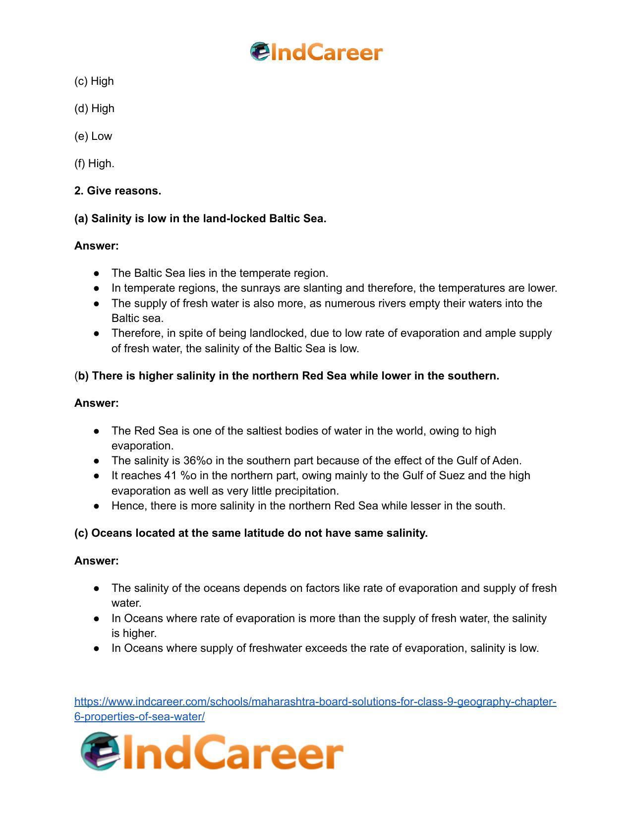 Maharashtra Board Solutions for Class 9- Geography: Chapter 6- Properties of Sea Water - Page 3