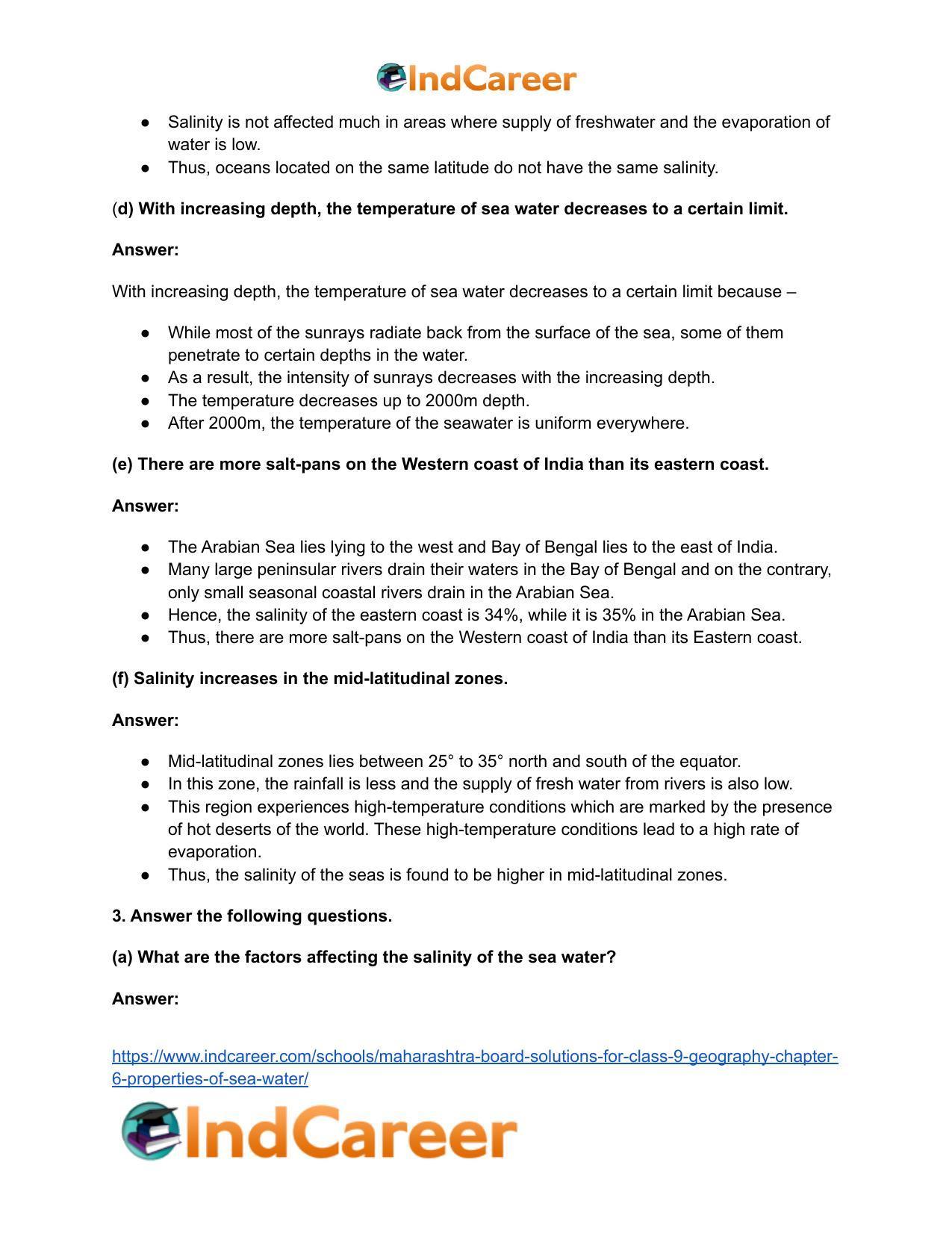Maharashtra Board Solutions for Class 9- Geography: Chapter 6- Properties of Sea Water - Page 4