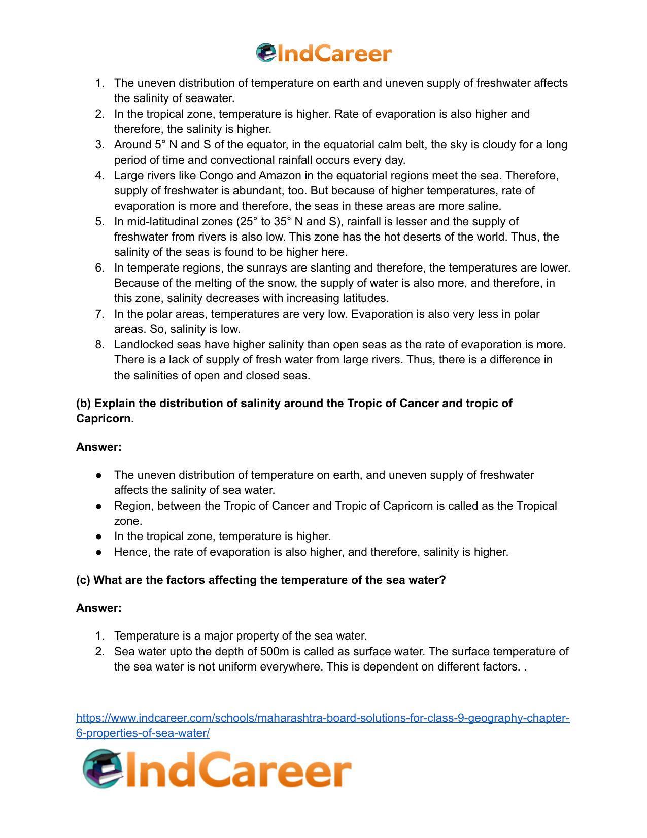 Maharashtra Board Solutions for Class 9- Geography: Chapter 6- Properties of Sea Water - Page 5