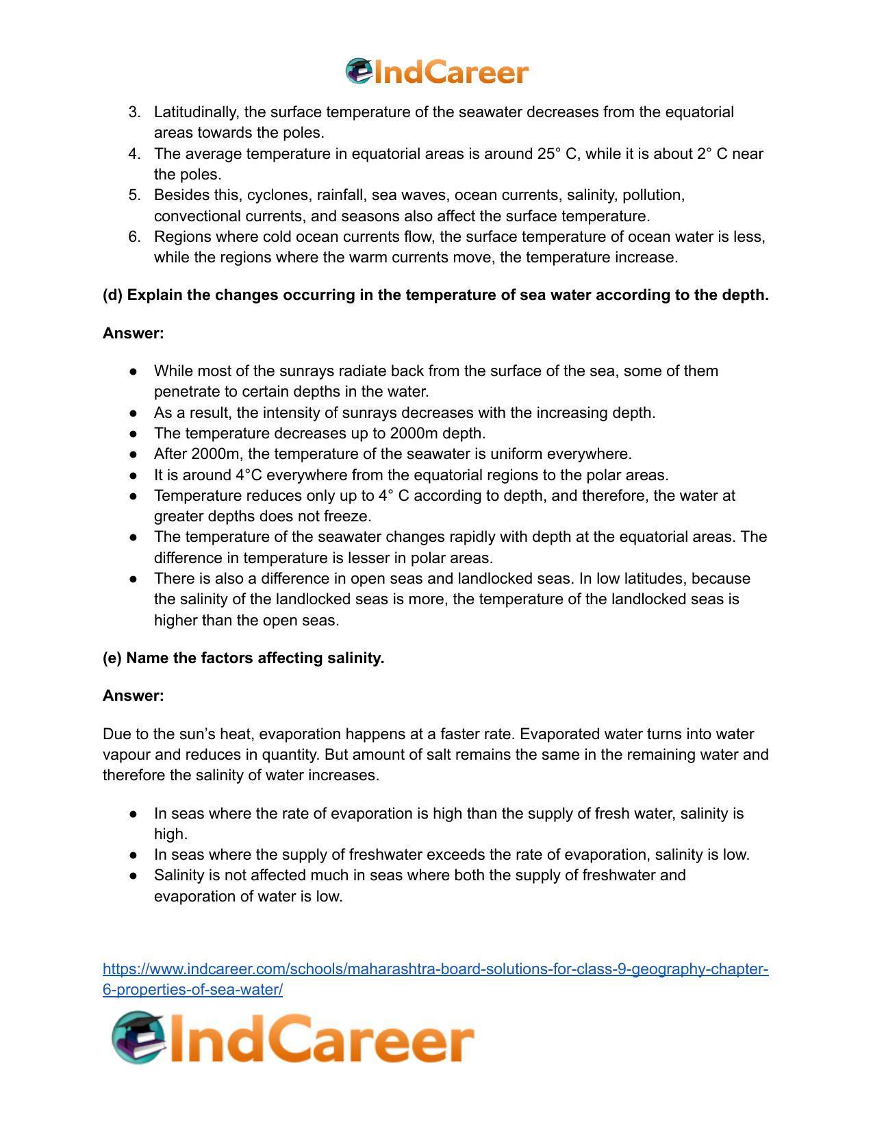 Maharashtra Board Solutions for Class 9- Geography: Chapter 6- Properties of Sea Water - Page 6
