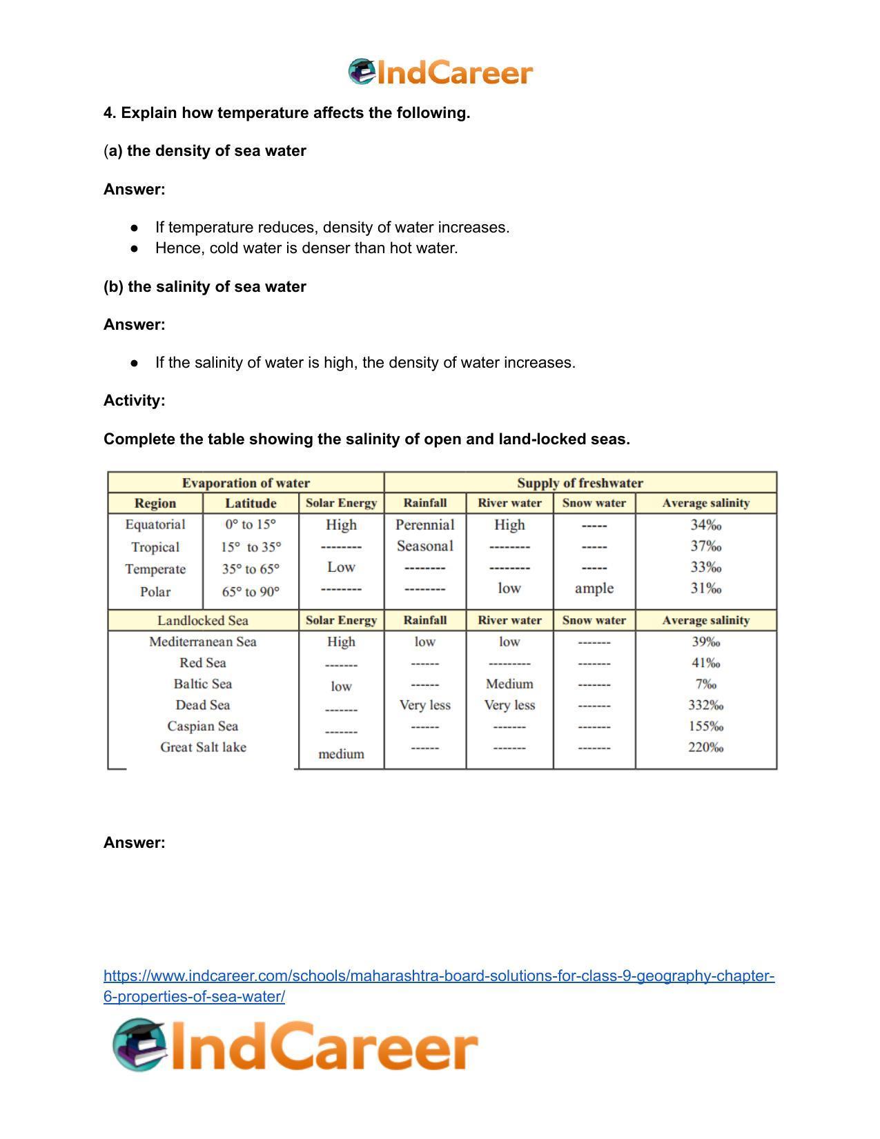 Maharashtra Board Solutions for Class 9- Geography: Chapter 6- Properties of Sea Water - Page 7