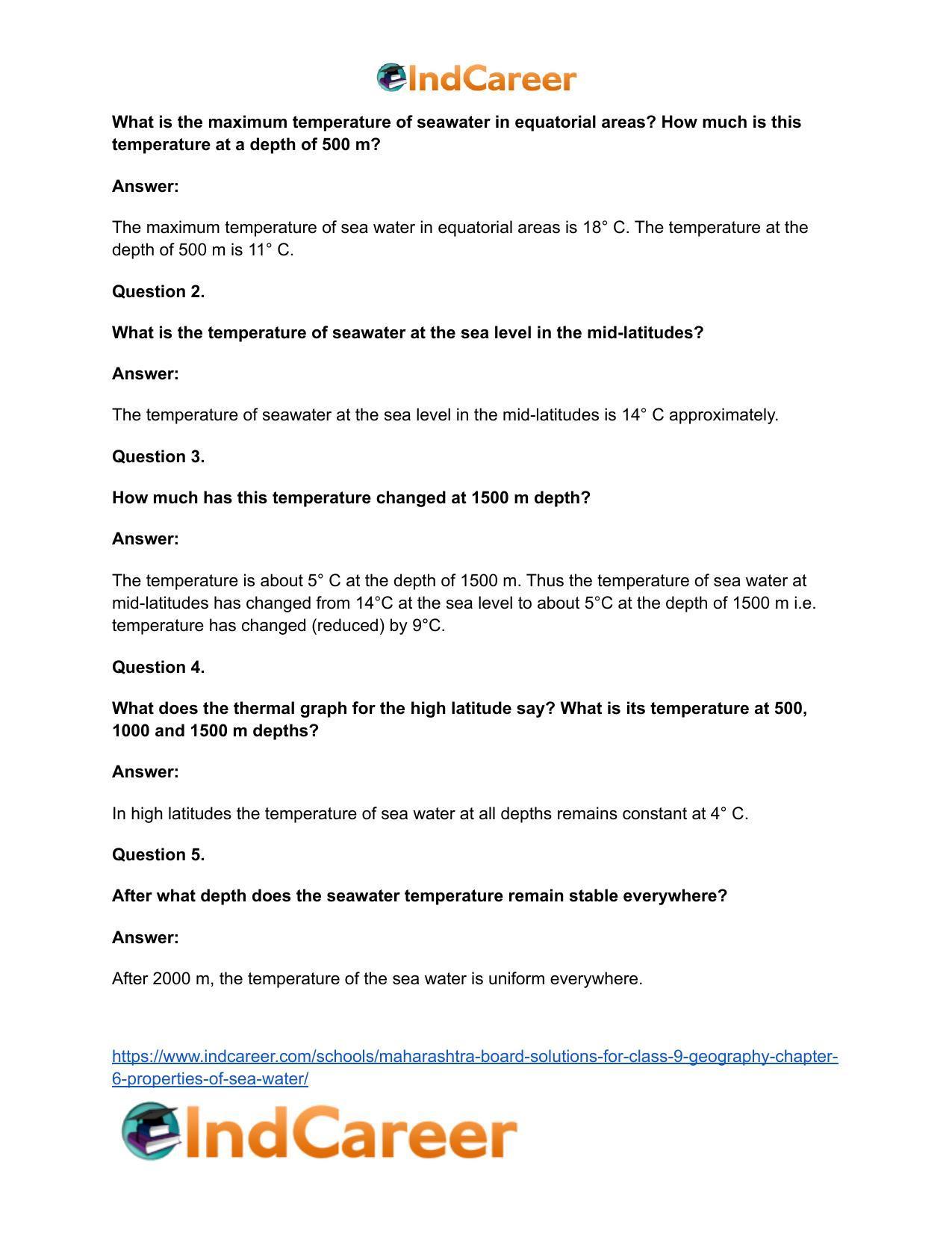 Maharashtra Board Solutions for Class 9- Geography: Chapter 6- Properties of Sea Water - Page 11