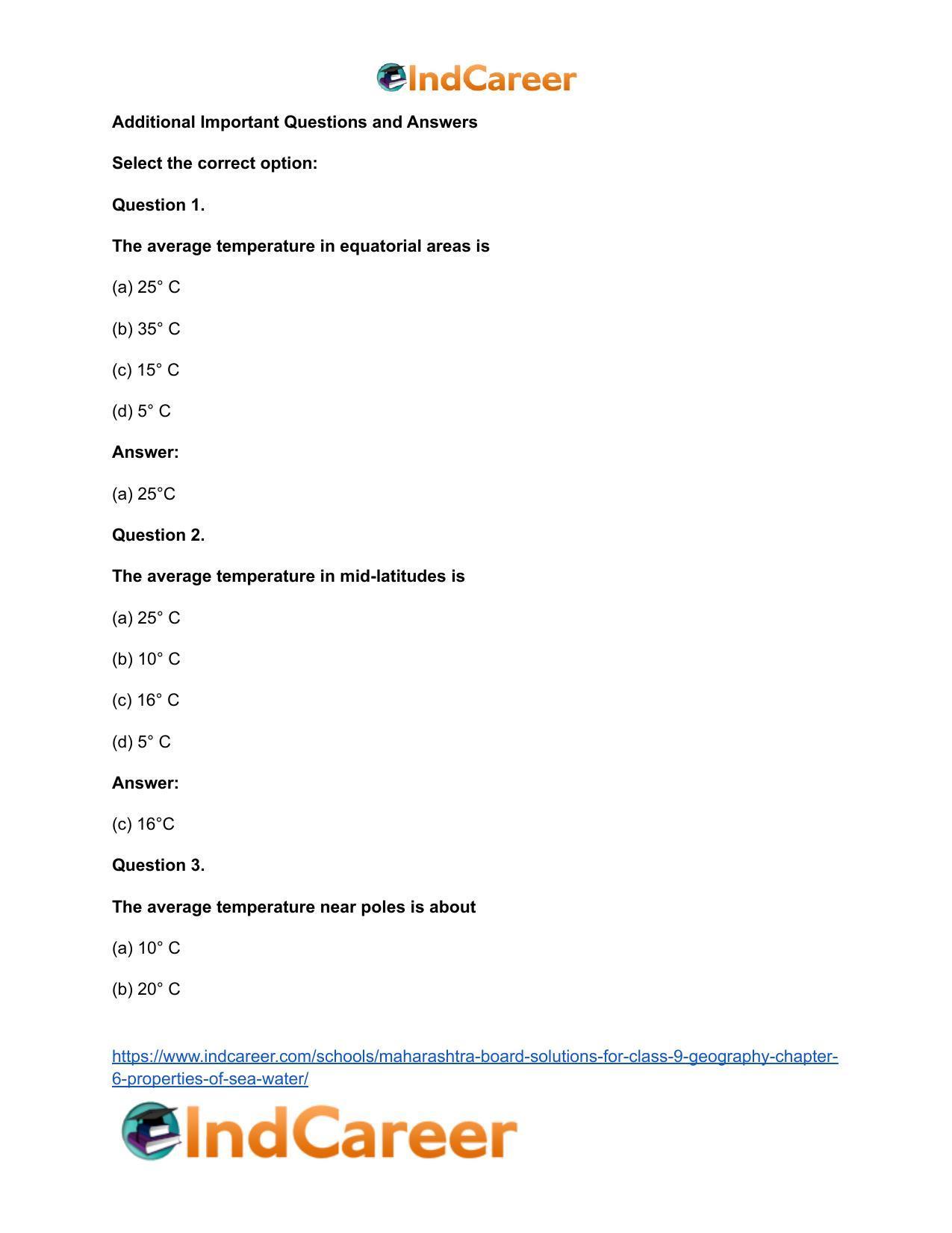Maharashtra Board Solutions for Class 9- Geography: Chapter 6- Properties of Sea Water - Page 16
