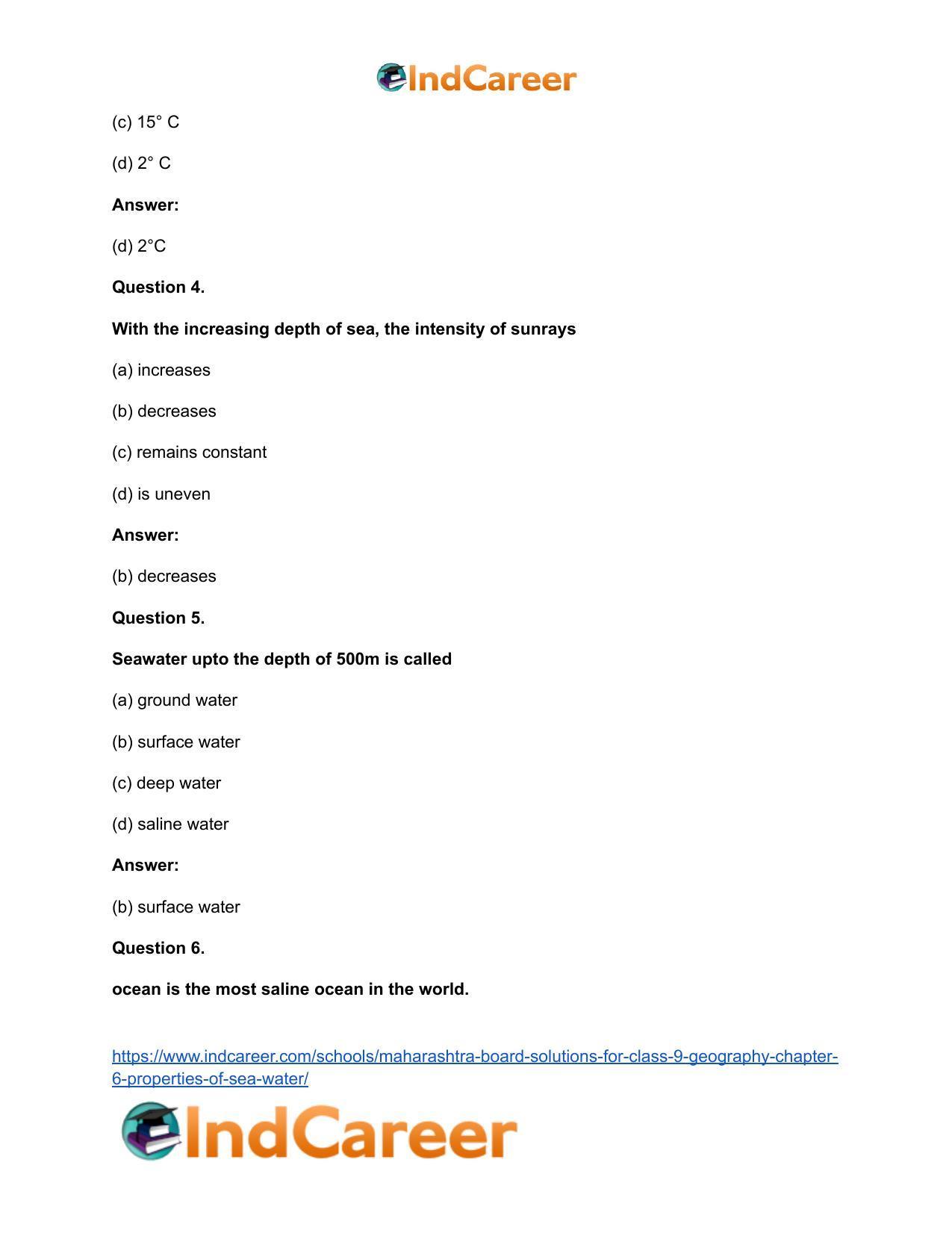 Maharashtra Board Solutions for Class 9- Geography: Chapter 6- Properties of Sea Water - Page 17