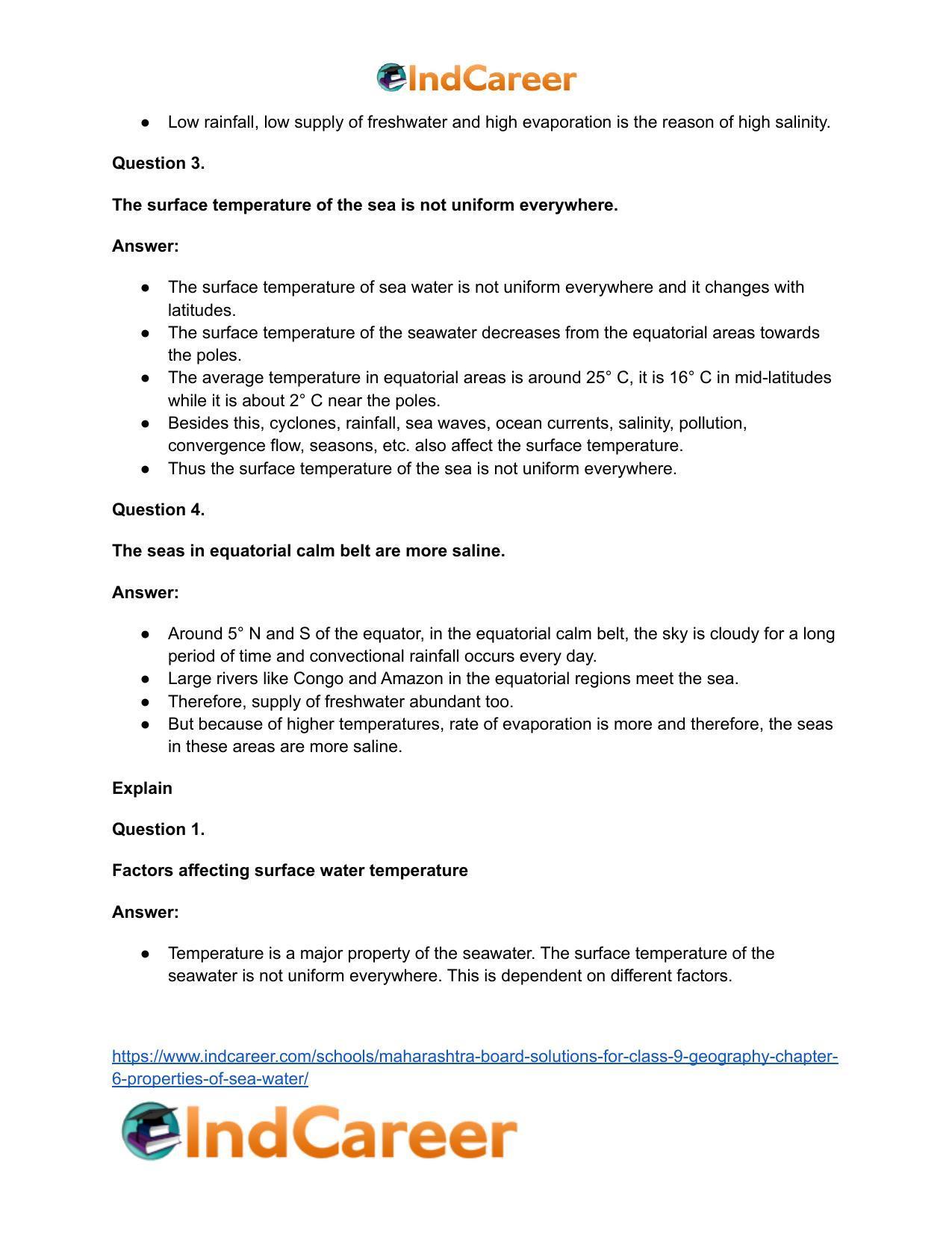 Maharashtra Board Solutions for Class 9- Geography: Chapter 6- Properties of Sea Water - Page 25