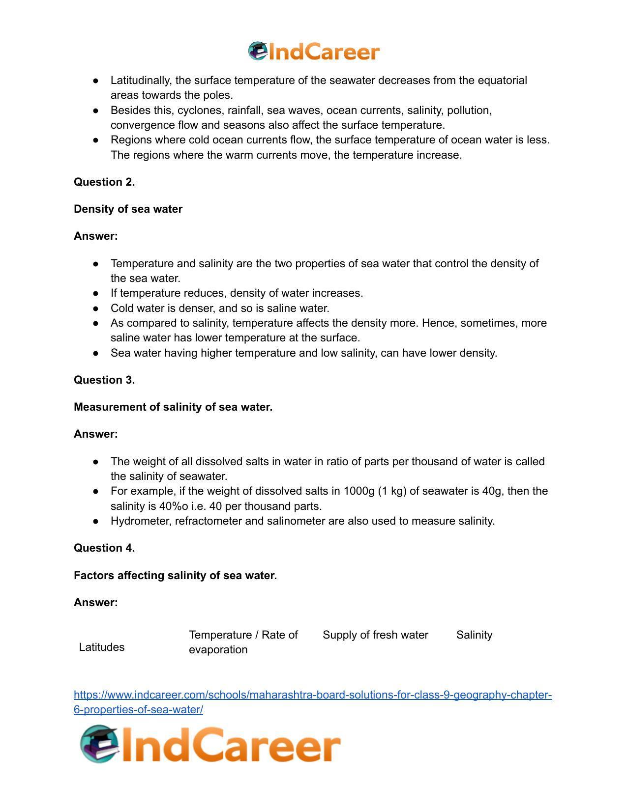 Maharashtra Board Solutions for Class 9- Geography: Chapter 6- Properties of Sea Water - Page 26