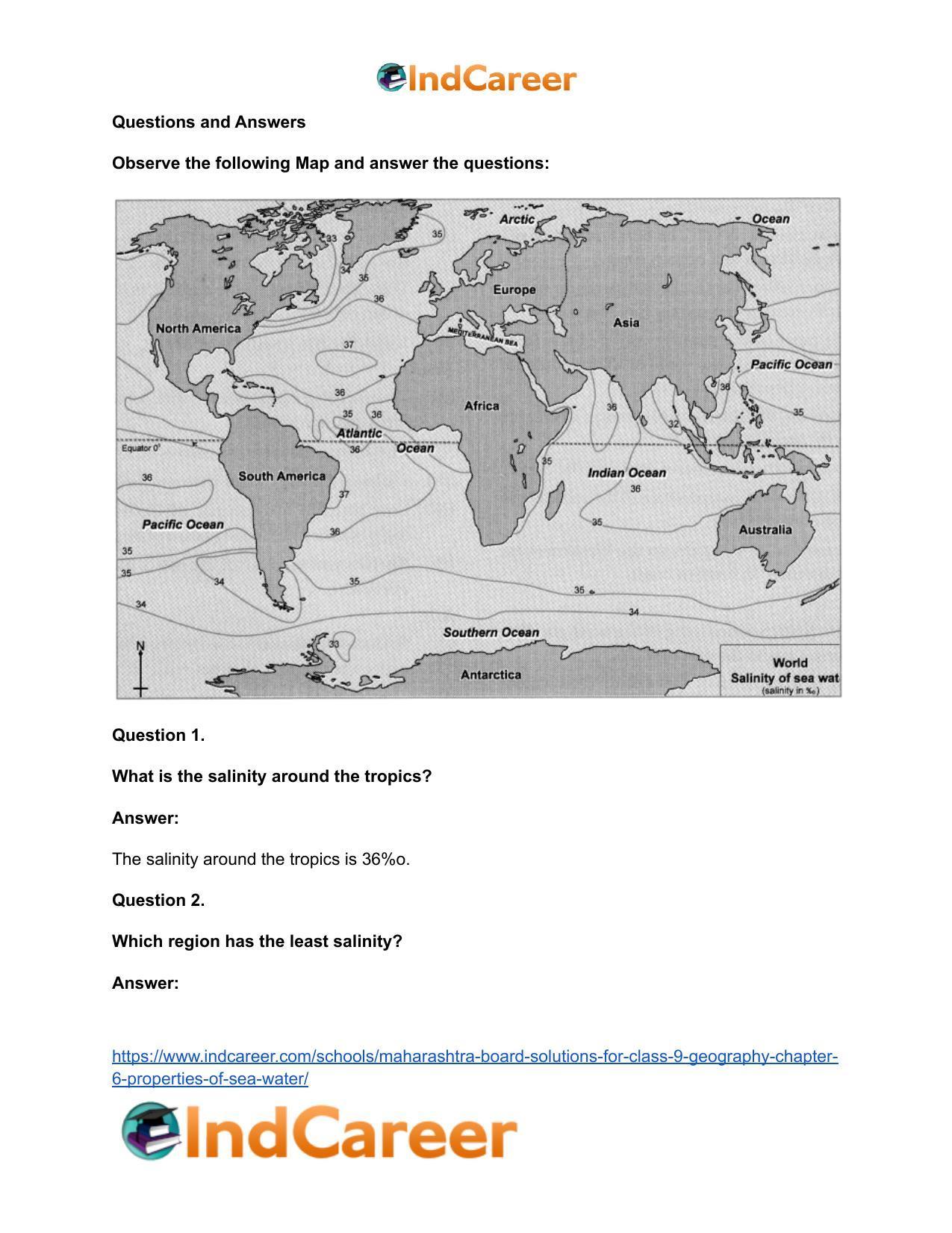 Maharashtra Board Solutions for Class 9- Geography: Chapter 6- Properties of Sea Water - Page 33