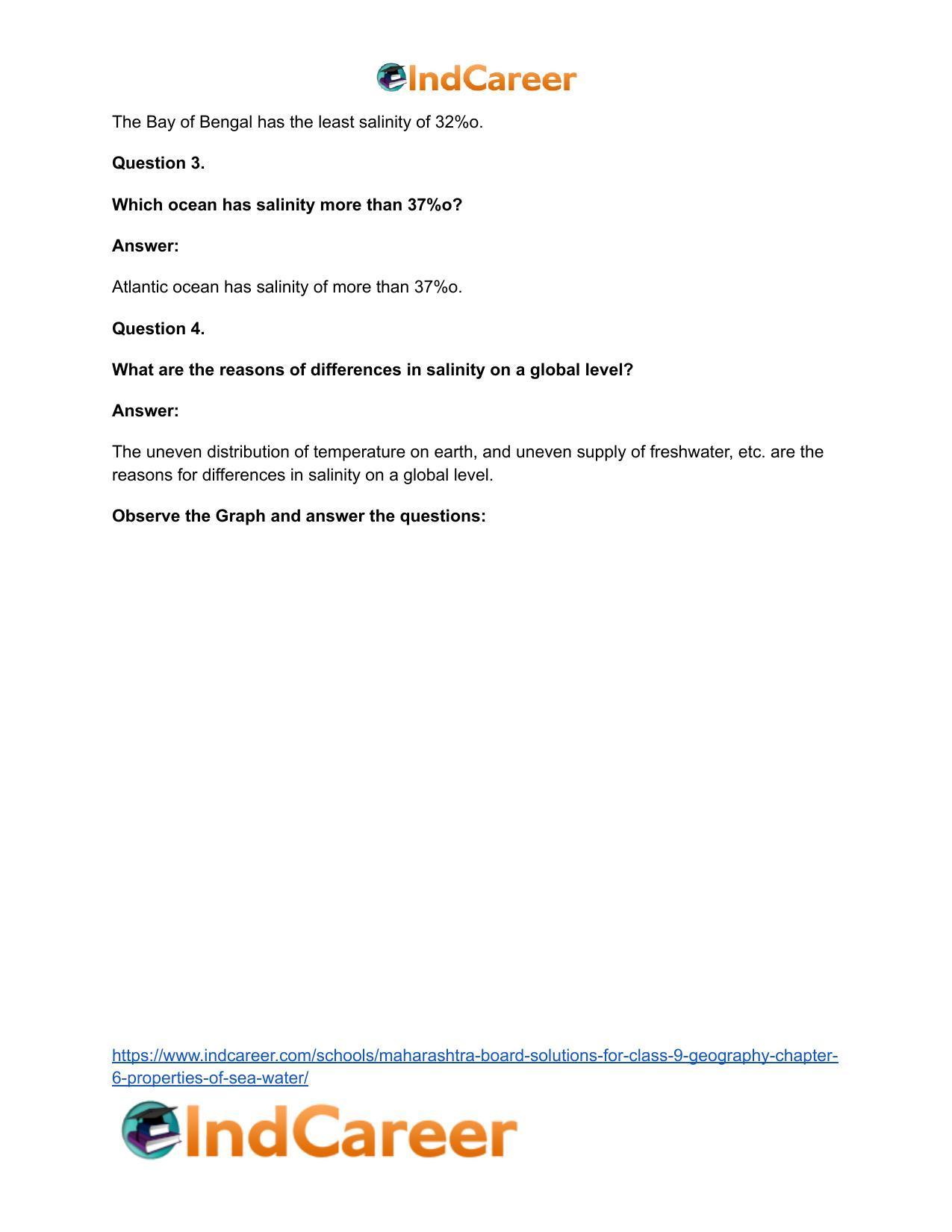 Maharashtra Board Solutions for Class 9- Geography: Chapter 6- Properties of Sea Water - Page 34