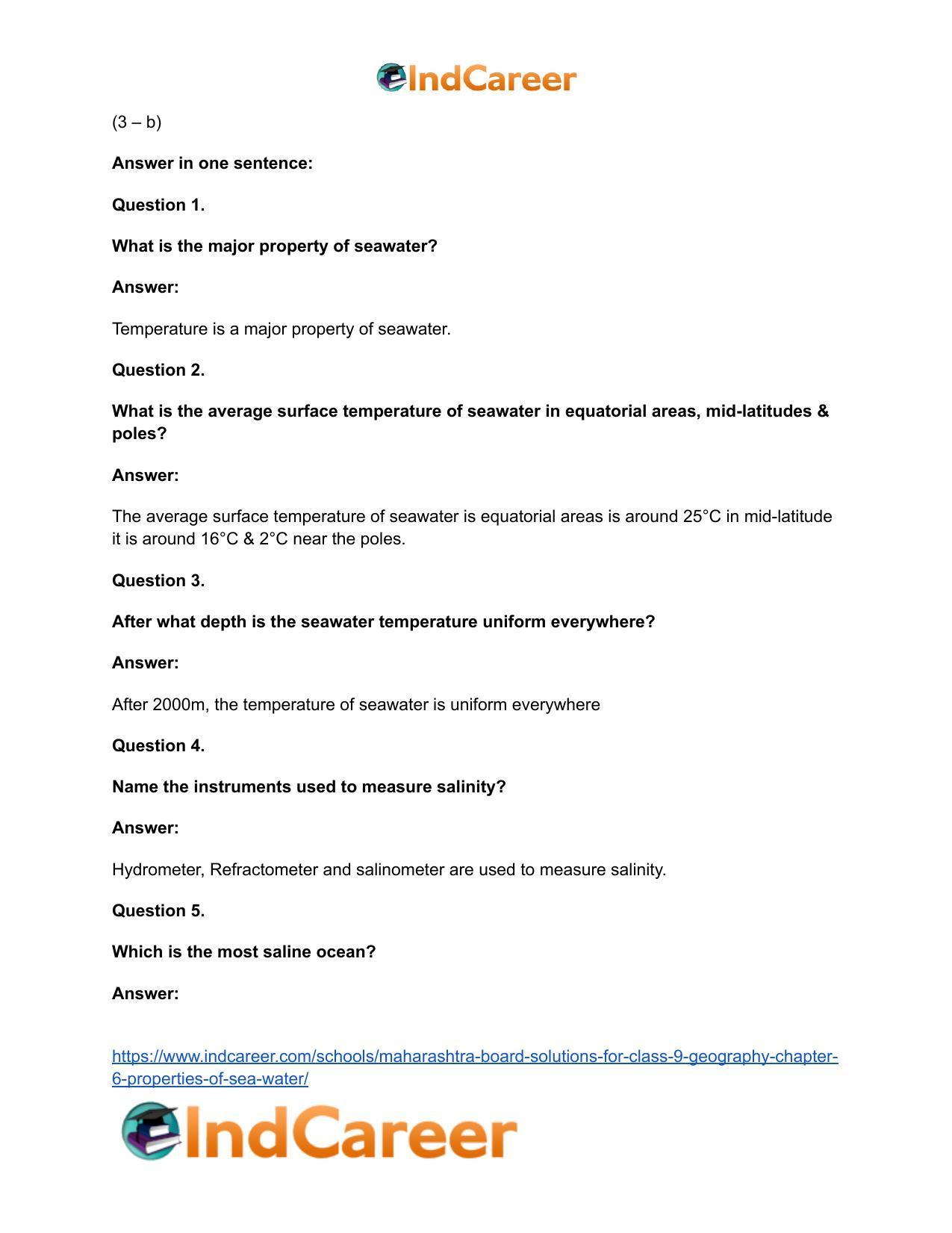 Maharashtra Board Solutions for Class 9- Geography: Chapter 6- Properties of Sea Water - Page 48